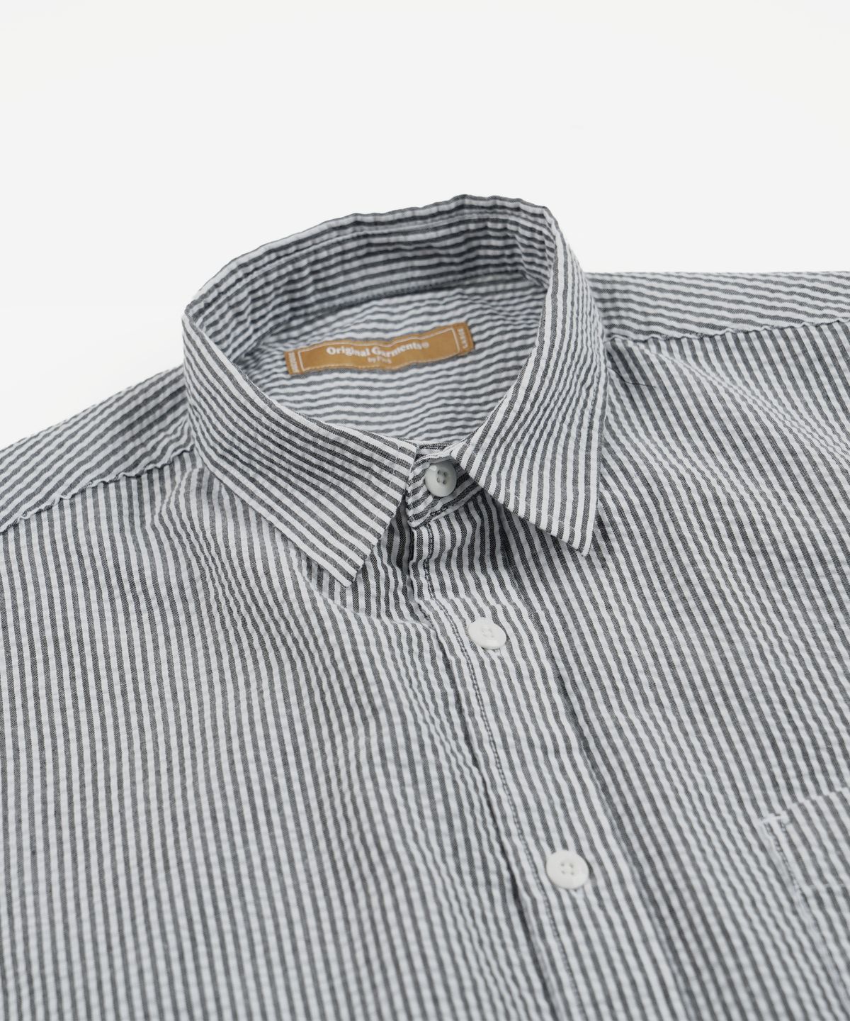 프리즘웍스(FRIZMWORKS) OG STRIPE SEERSUCKER HALF SHIRT _ BLACK