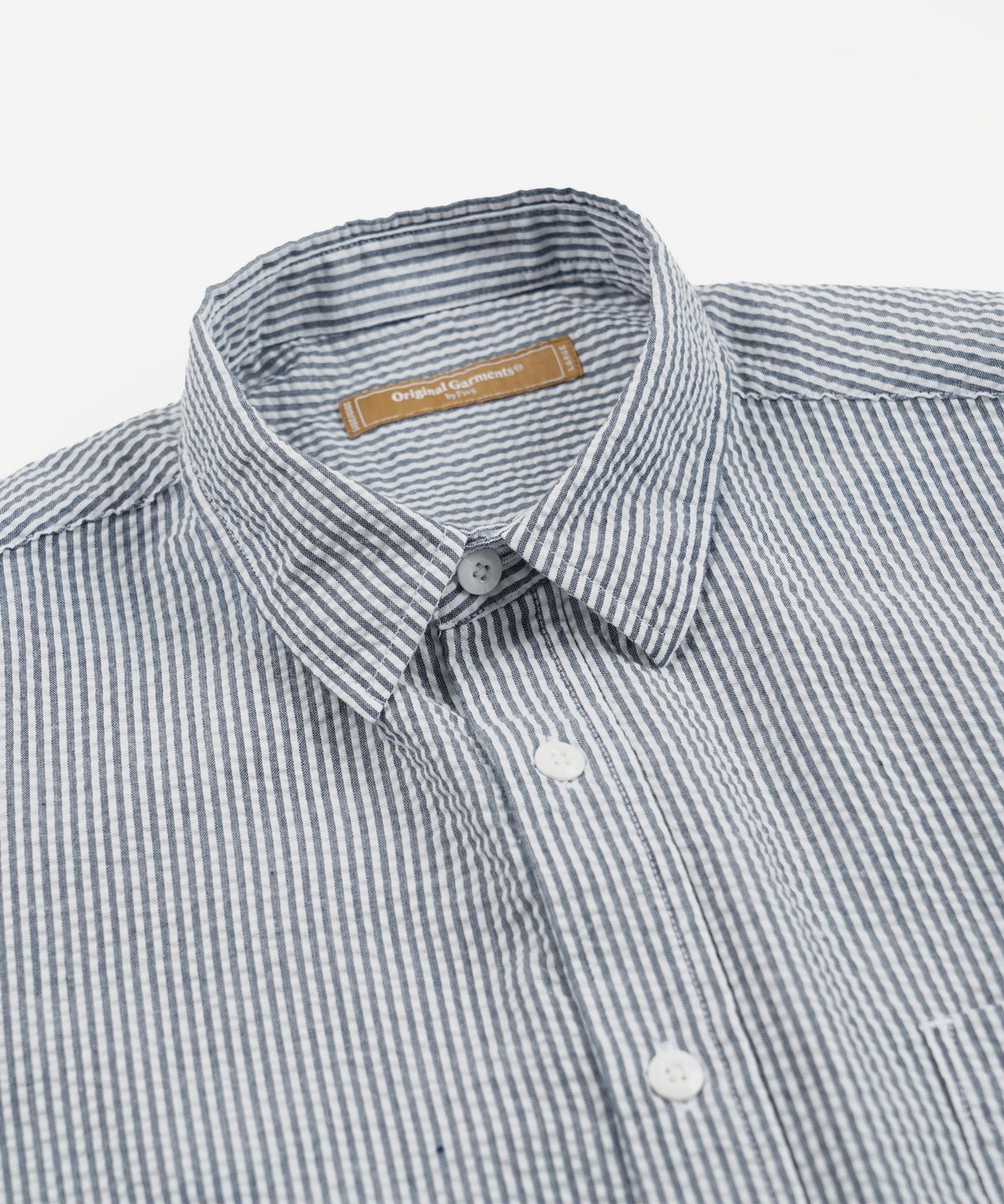 프리즘웍스(FRIZMWORKS) OG STRIPE SEERSUCKER HALF SHIRT _ BLUE