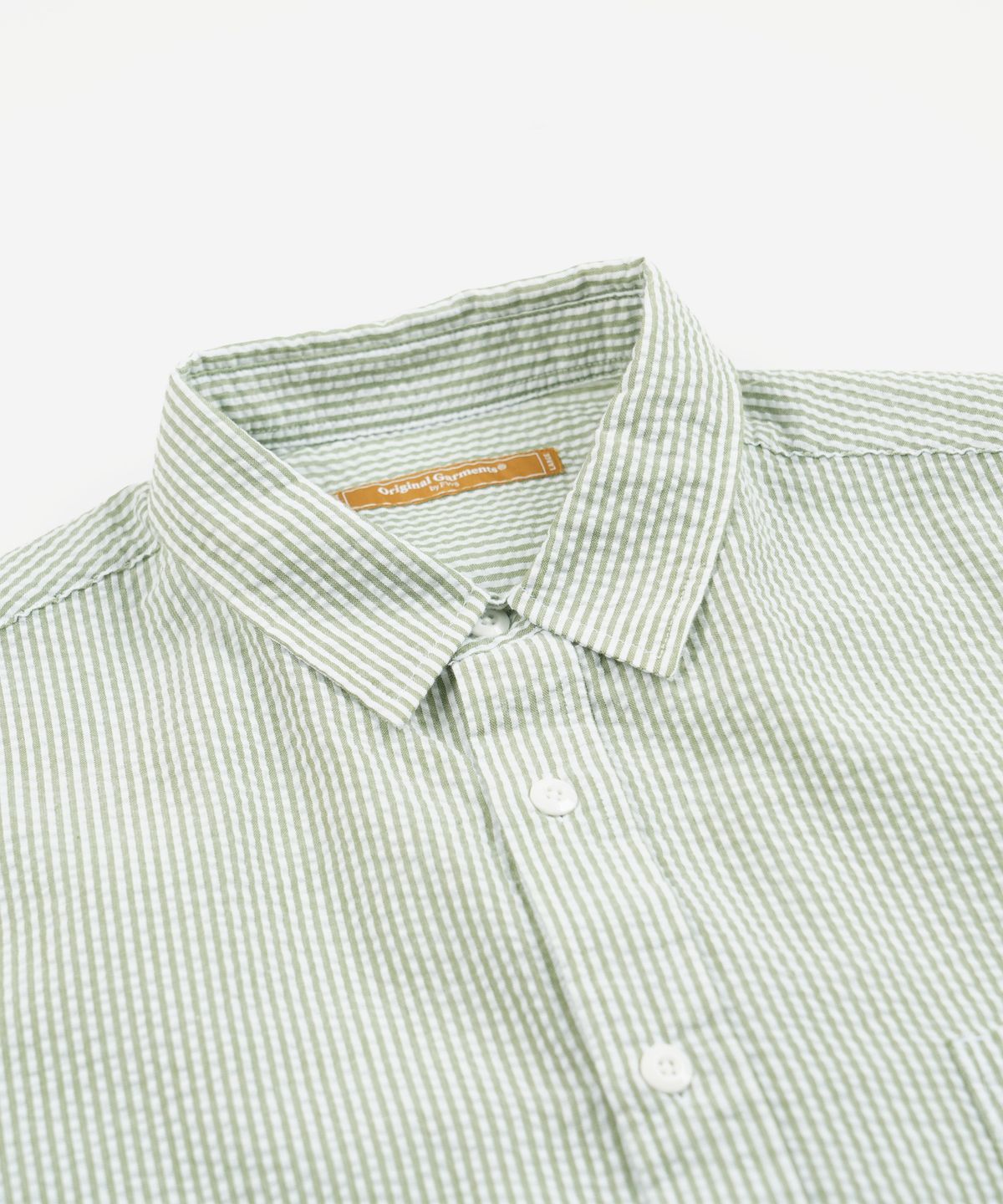 프리즘웍스(FRIZMWORKS) OG STRIPE SEERSUCKER HALF SHIRT _ GREEN
