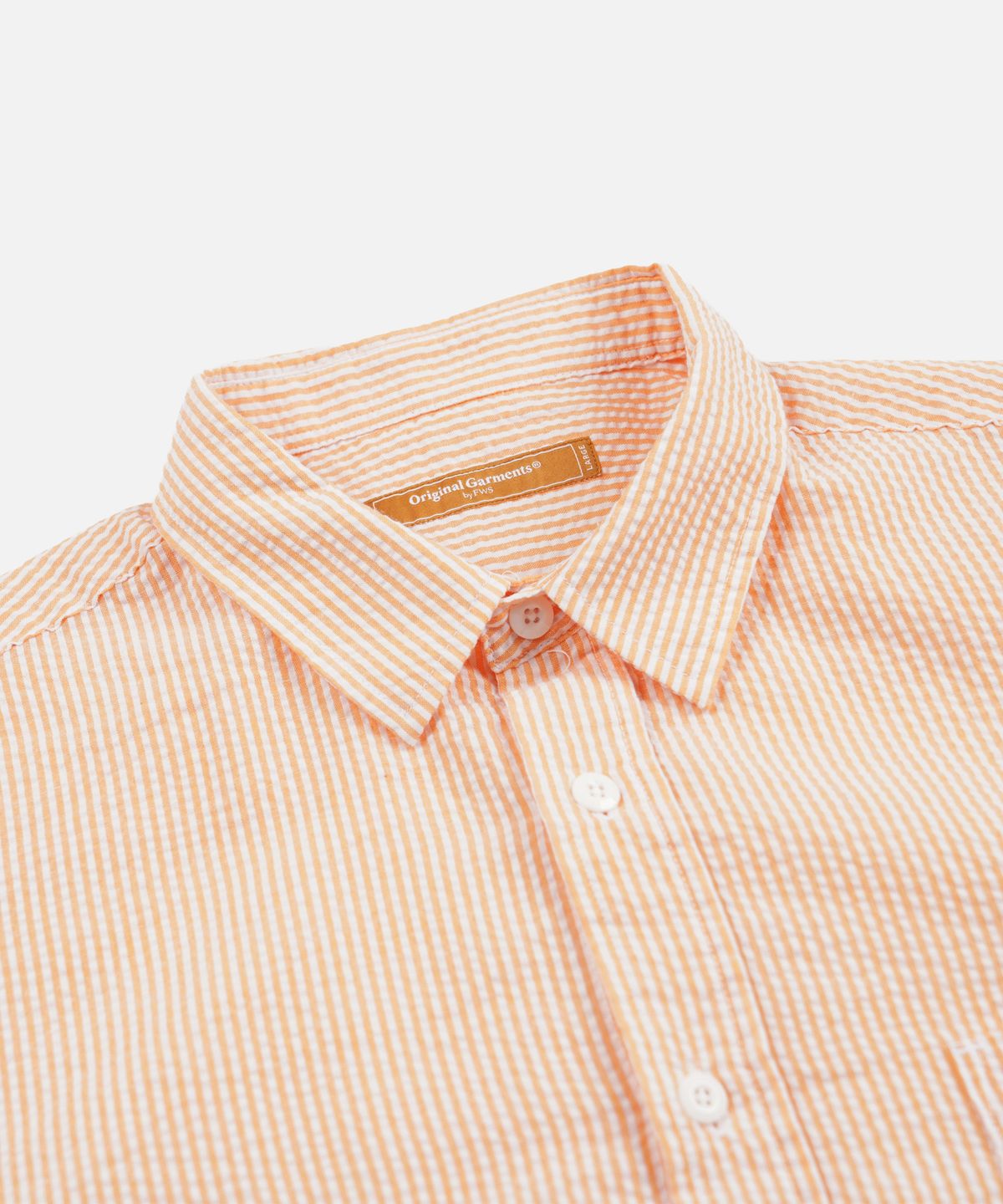프리즘웍스(FRIZMWORKS) OG STRIPE SEERSUCKER HALF SHIRT _ ORANGE
