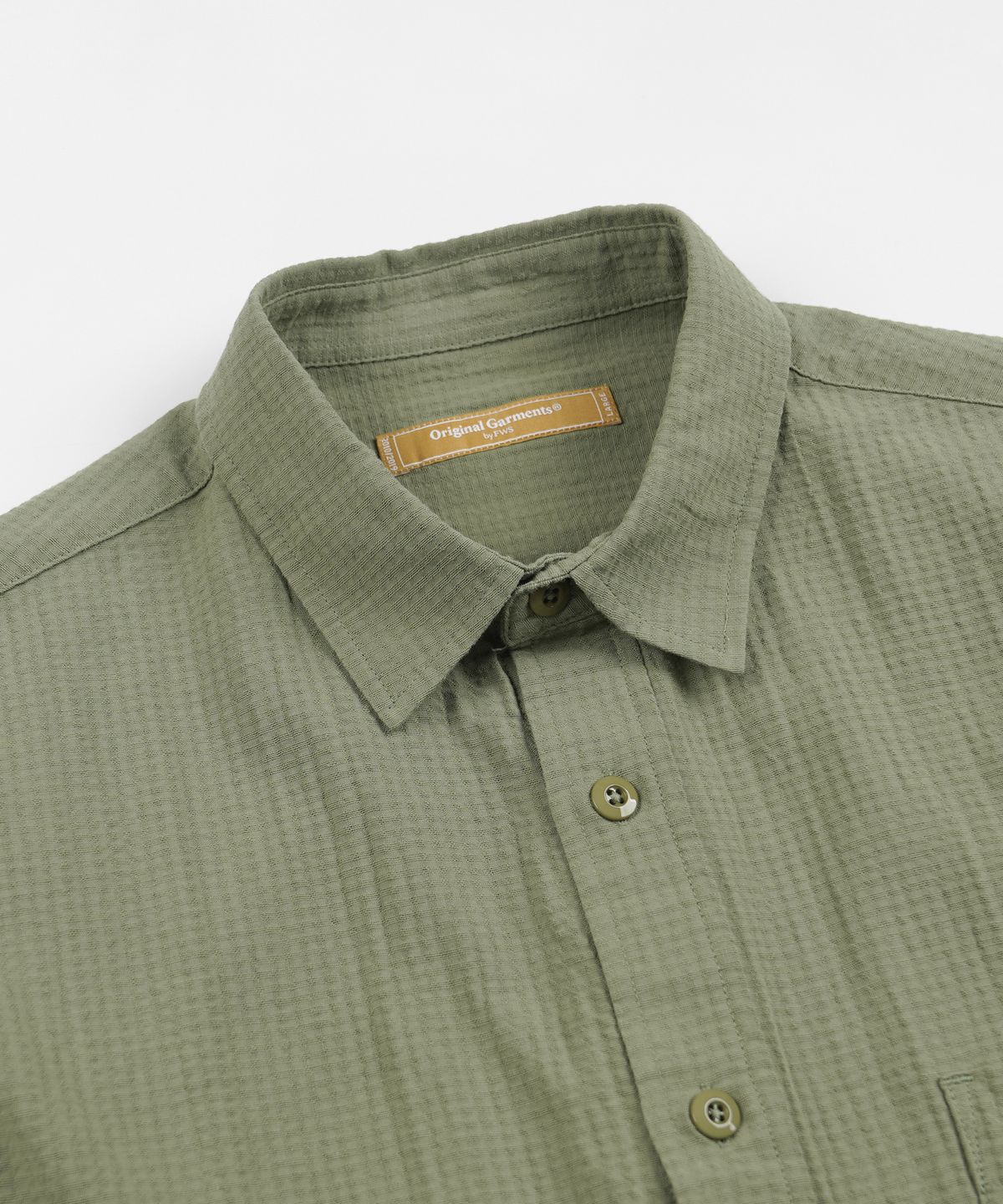 프리즘웍스(FRIZMWORKS) OG DOBBY WEAVE SEERSUCKER HALF SHIRT _ OLIVE