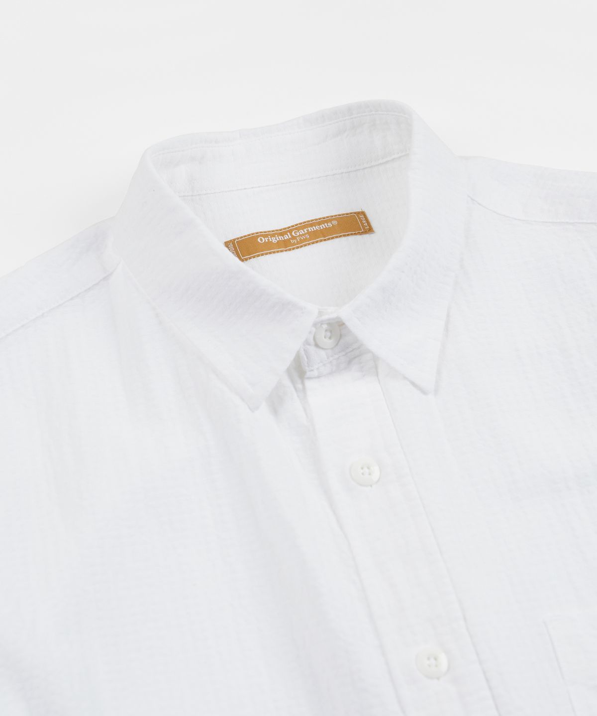 프리즘웍스(FRIZMWORKS) OG DOBBY WEAVE SEERSUCKER HALF SHIRT _ WHITE