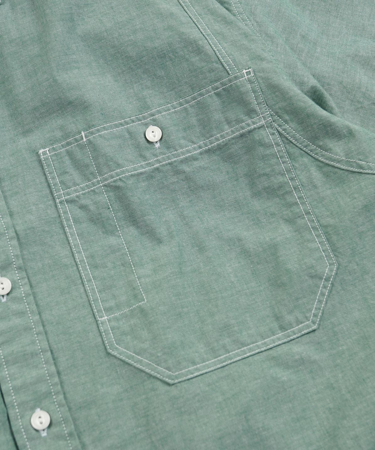프리즘웍스(FRIZMWORKS) CHAMBRAY BIG POCKET HALF SHIRT _ GREEN