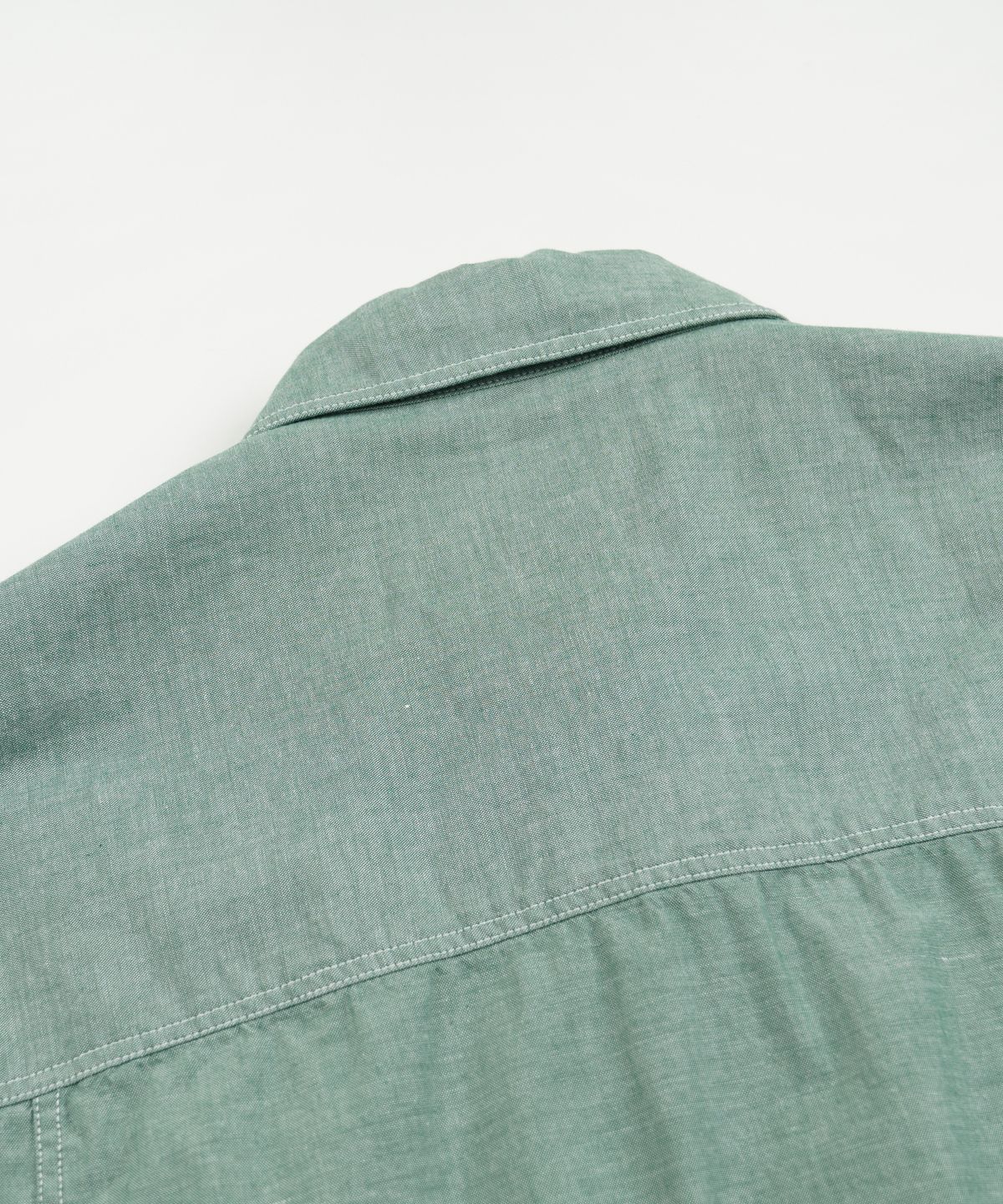 프리즘웍스(FRIZMWORKS) CHAMBRAY BIG POCKET HALF SHIRT _ GREEN