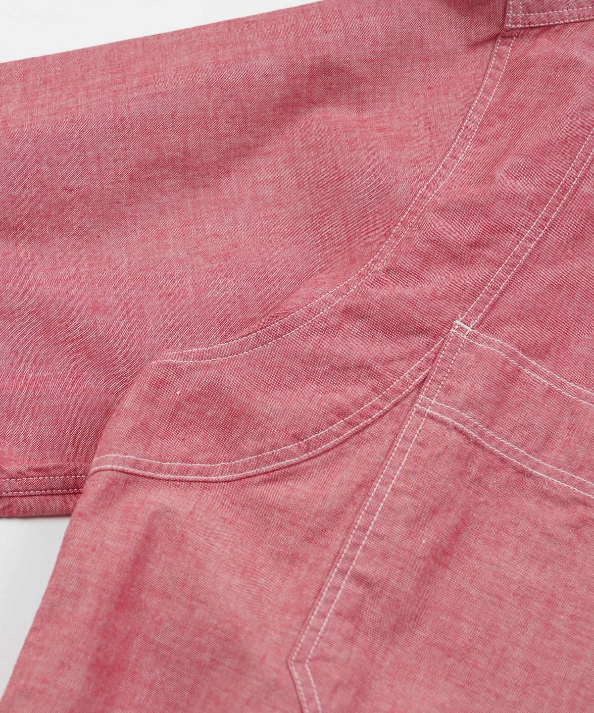 프리즘웍스(FRIZMWORKS) CHAMBRAY BIG POCKET HALF SHIRT _ RED