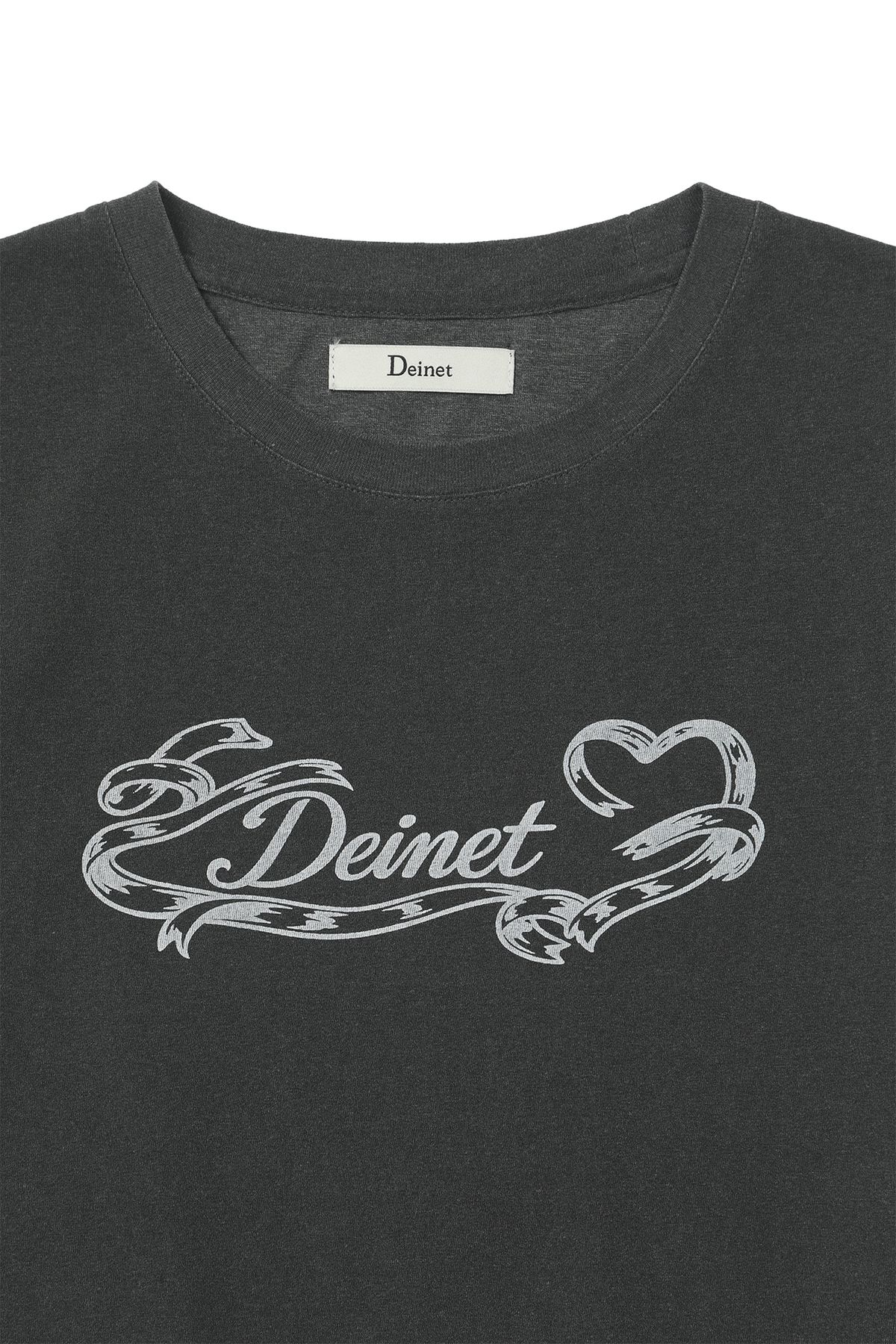 다이닛(DEINET) RUFFLE WASHED T-SHIRT IN CHARCOAL