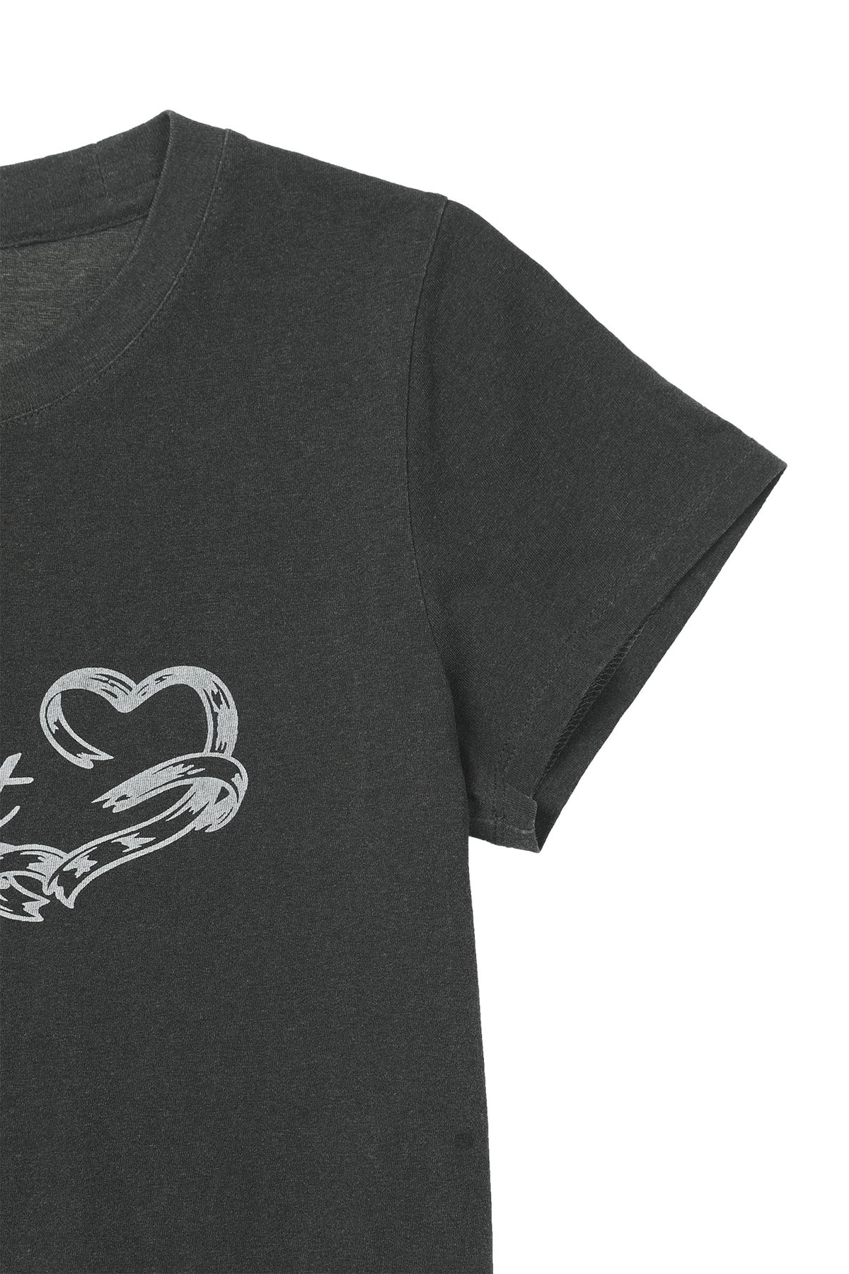 다이닛(DEINET) RUFFLE WASHED T-SHIRT IN CHARCOAL