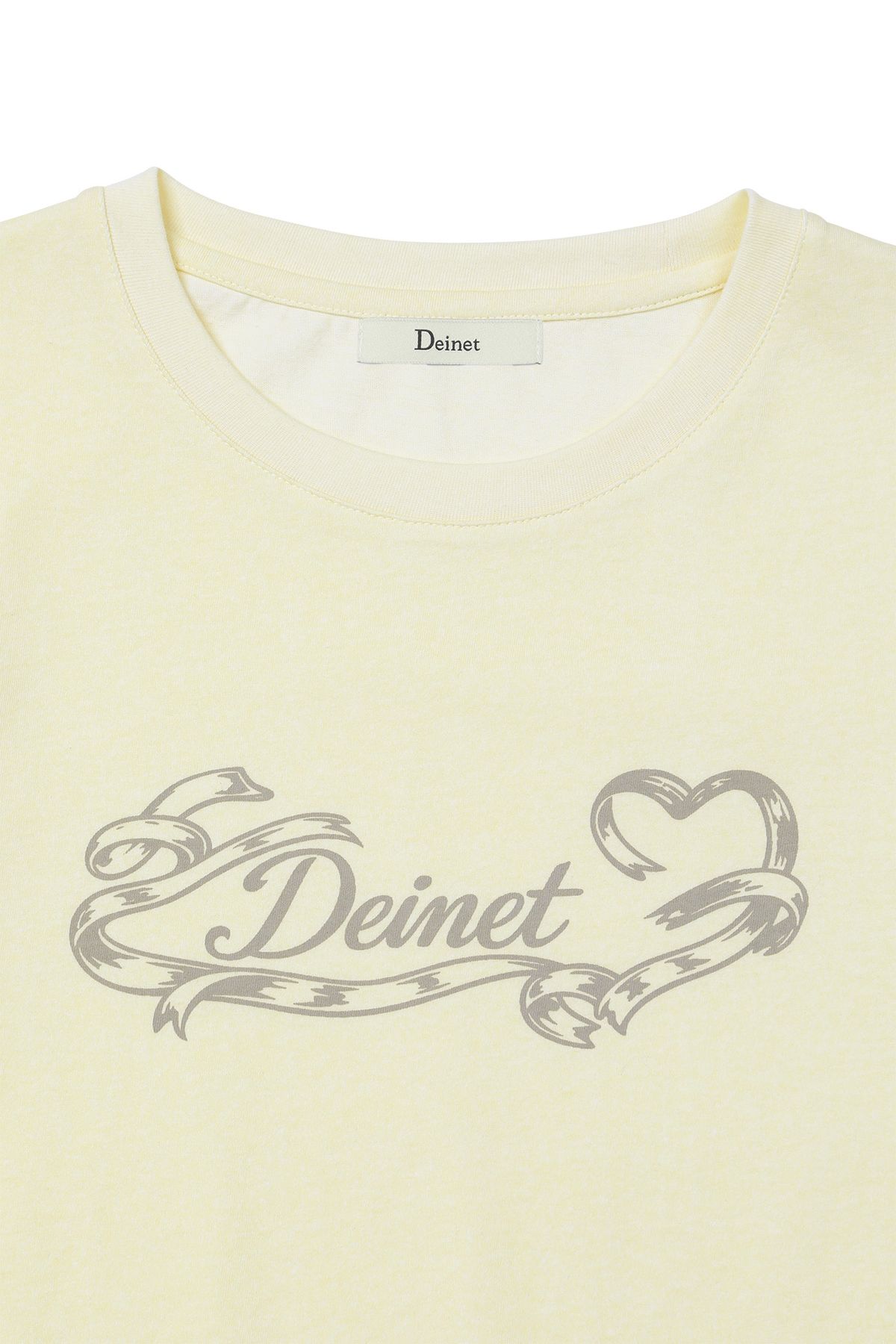 다이닛(DEINET) RUFFLE WASHED T-SHIRT IN YELLOW
