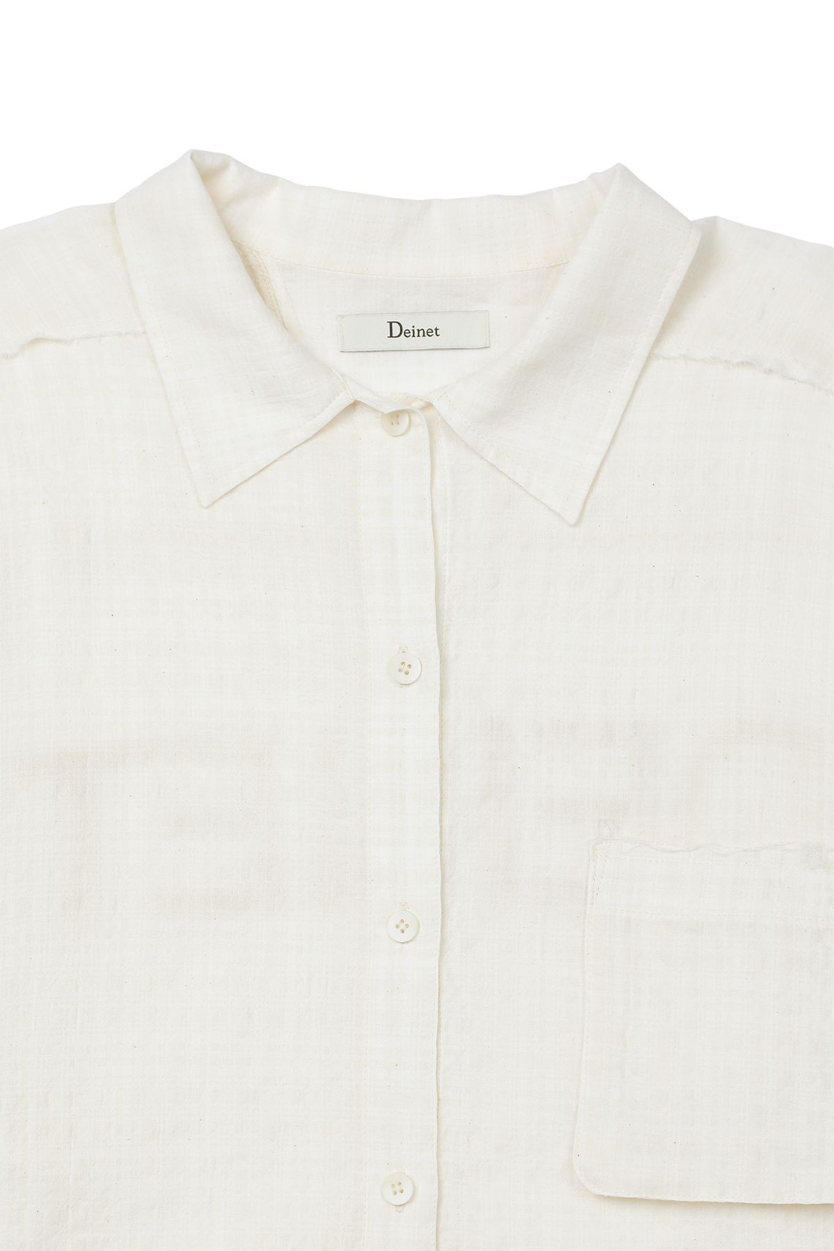 다이닛(DEINET) CHECKED SHEERSUCKER SHIRT IN IVORY