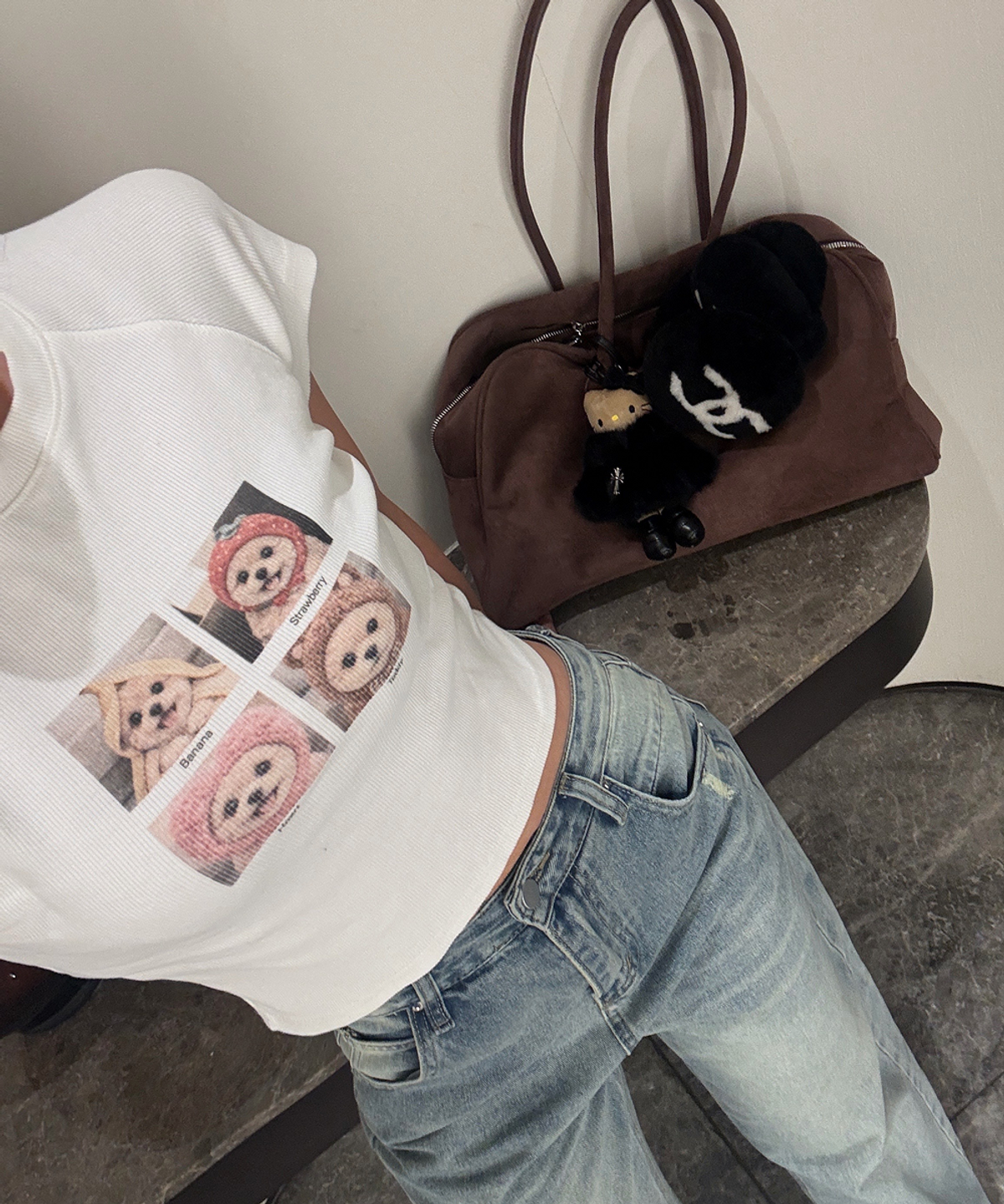 알리에나(ALIENAR) coco print short-sleeved shirt