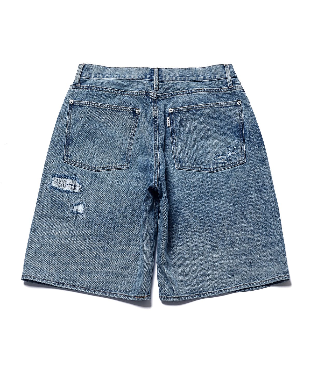 에스파이(ESFAI) DESTROYED DENIM SHORTS (MID BLUE)