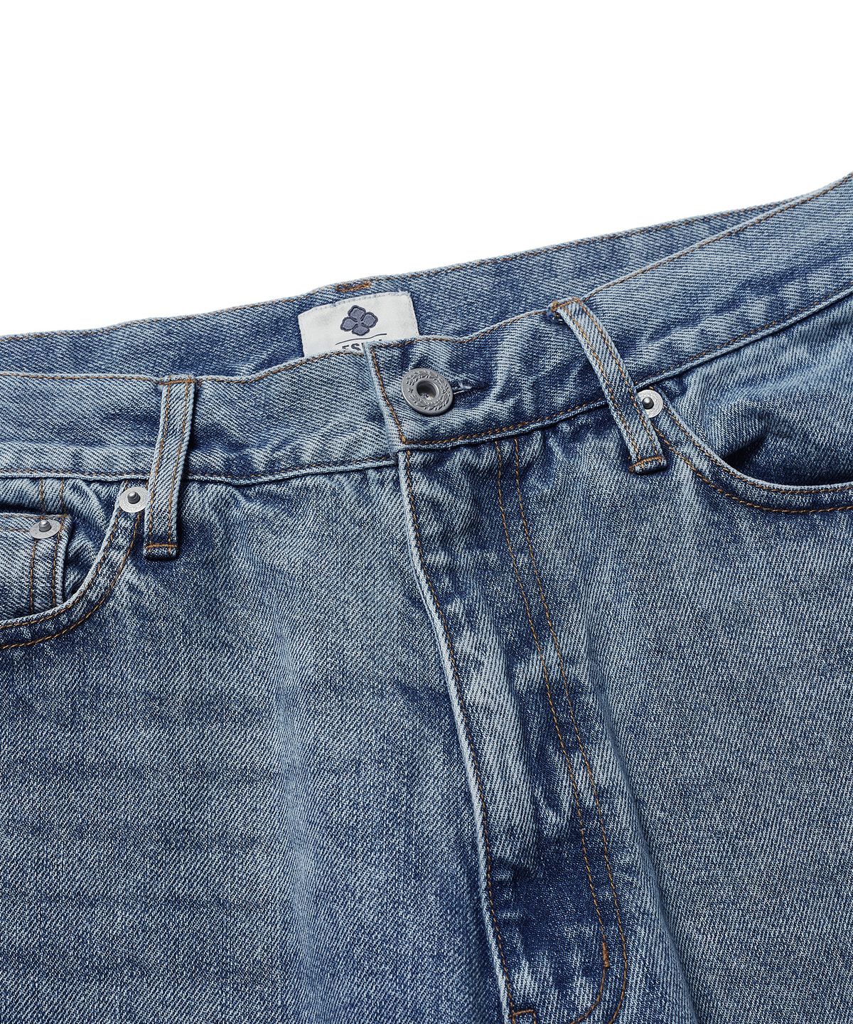 에스파이(ESFAI) DESTROYED DENIM SHORTS (MID BLUE)