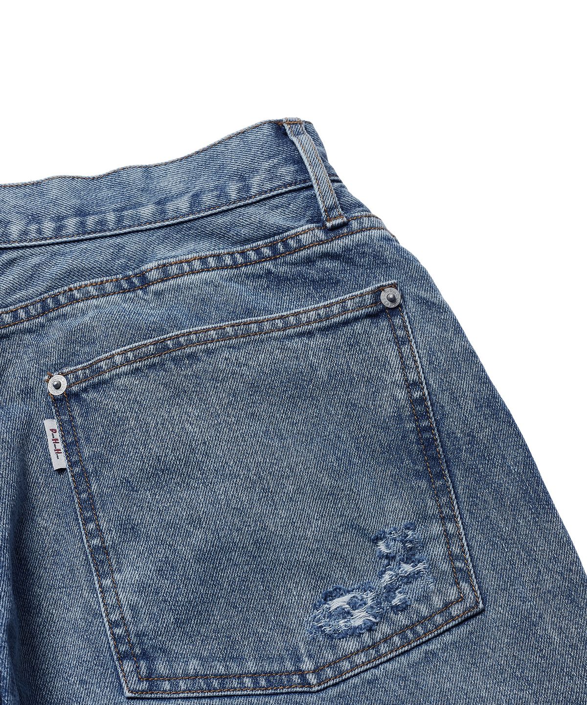 에스파이(ESFAI) DESTROYED DENIM SHORTS (MID BLUE)