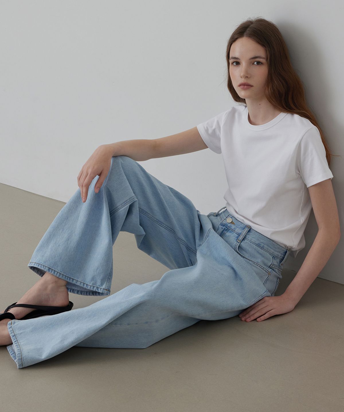 퀸스래빗(Q'SRB) Ice-Washing Wide Fit Denim Pants_Light Blue