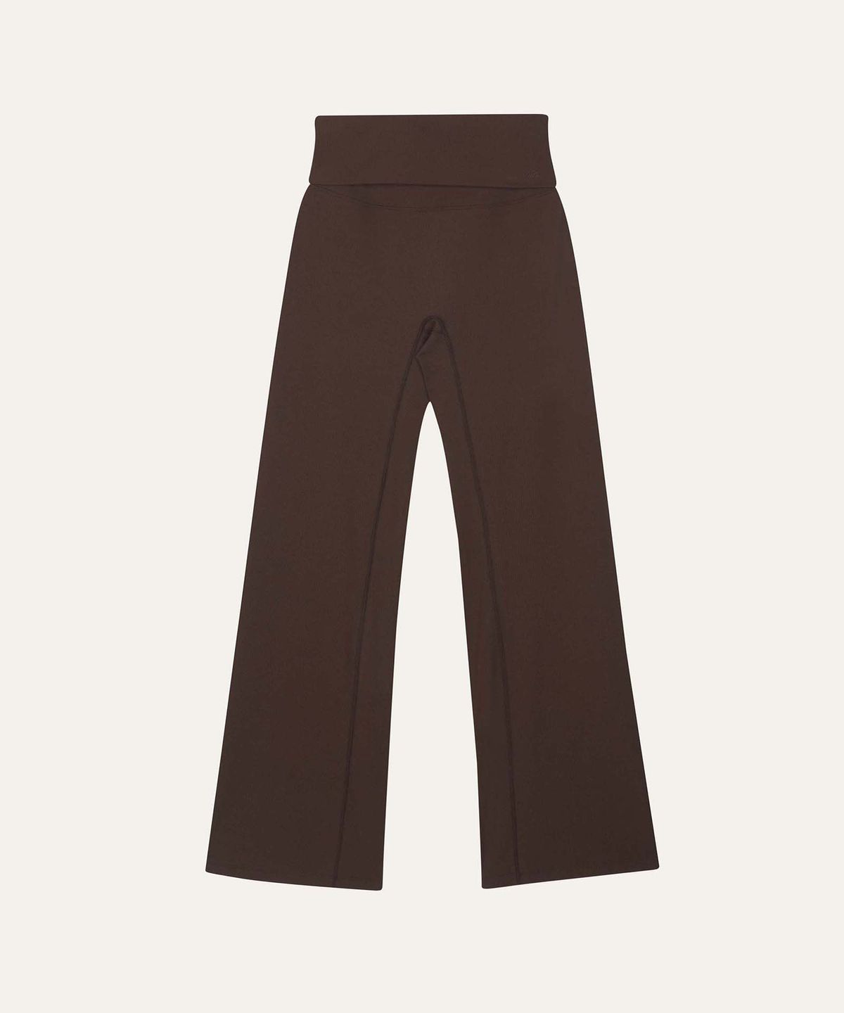 오베르(AUBER) Foldable Ribbed Pants - Brown