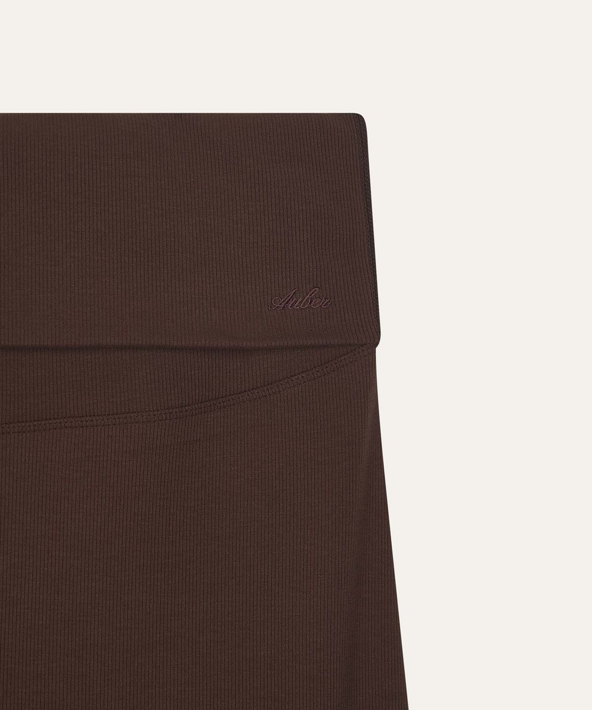 오베르(AUBER) Foldable Ribbed Pants - Brown