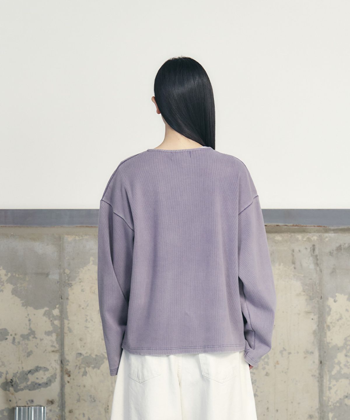 언유즈랩(UNUSEDLAB) 워시드 립 헨리 롱슬리브 [퍼플]