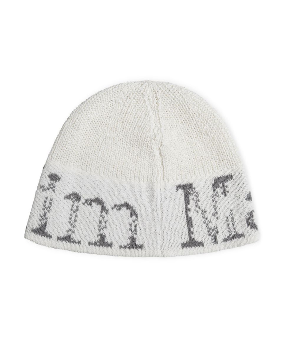 MUSINSA公式 | MATIN KIM CRACKED LOGO LIGHT BUCKET BEANIE IN IVORY