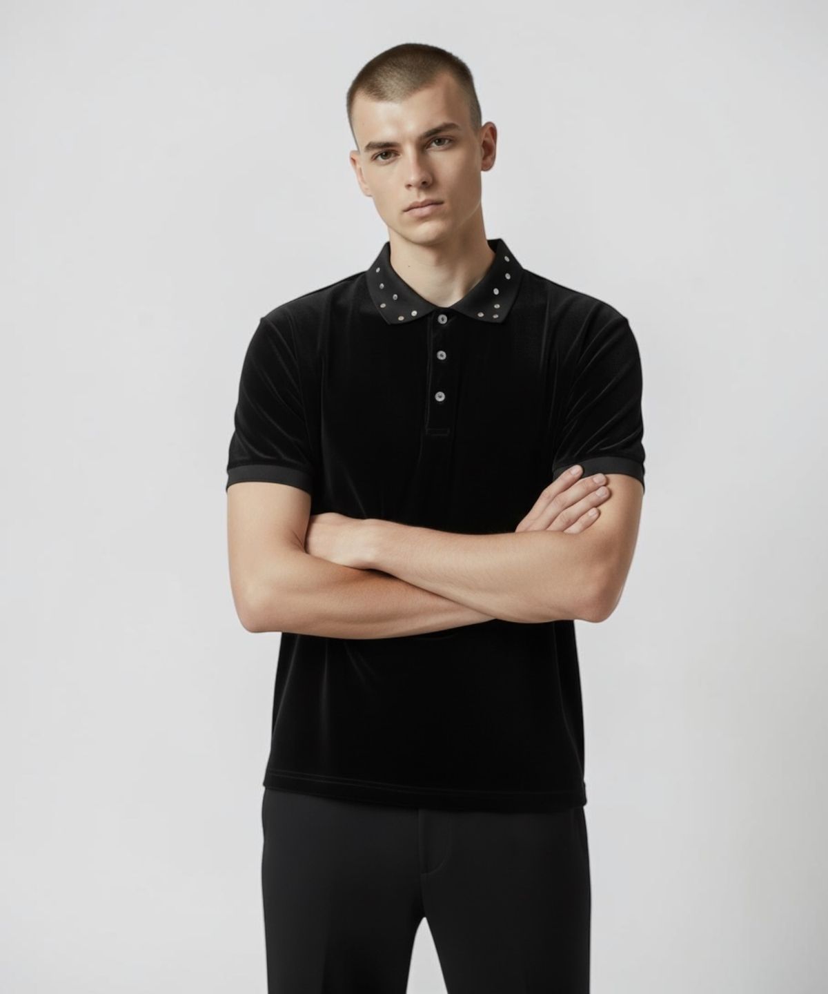 본슬리피(BORN SLIPPY) Crystal Stud Edge Polo (Brown)