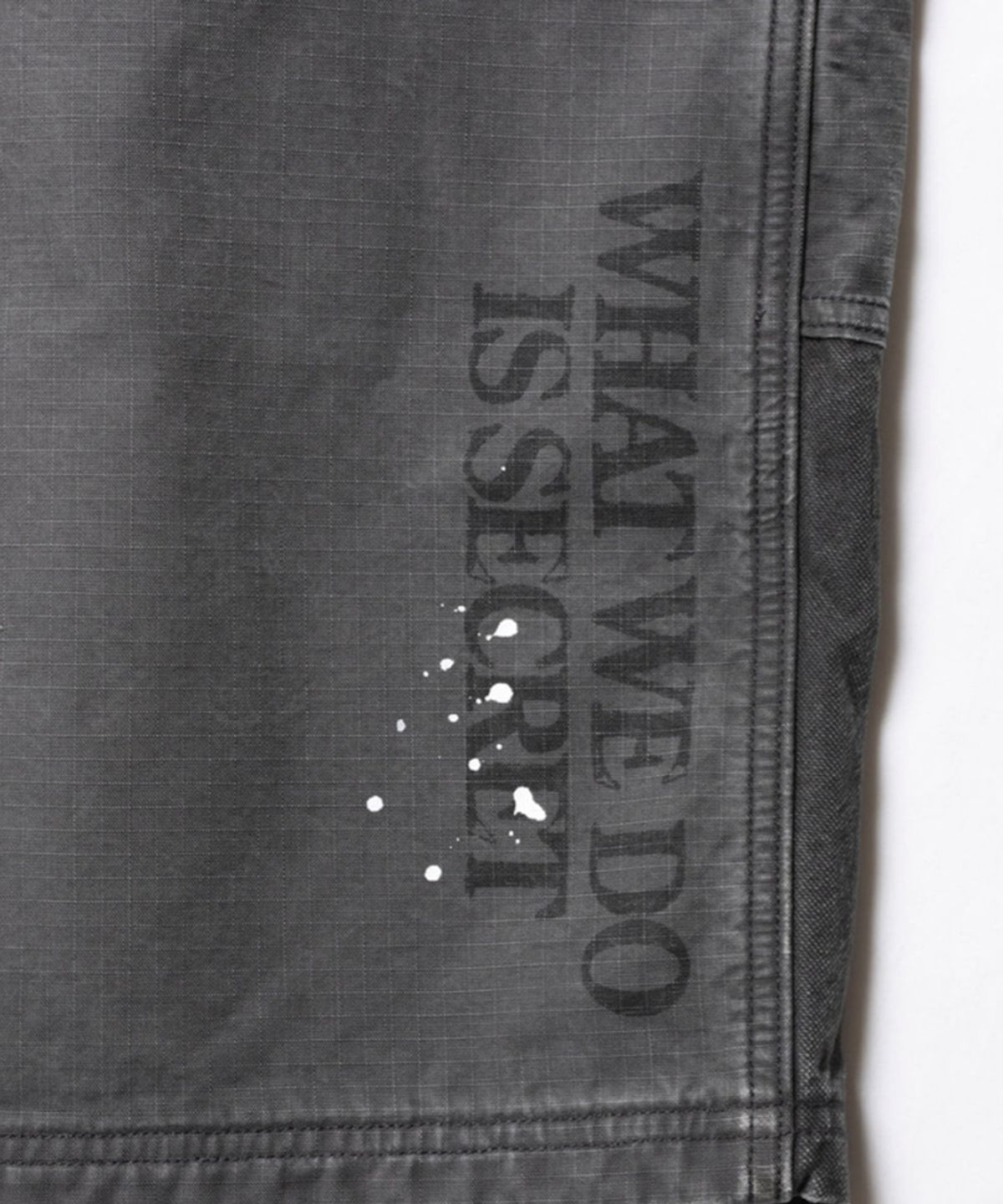 찬스클로딩(CHANCE CLOTHING) HANDWRITING CANVAS WORK SHORTS - BLACK