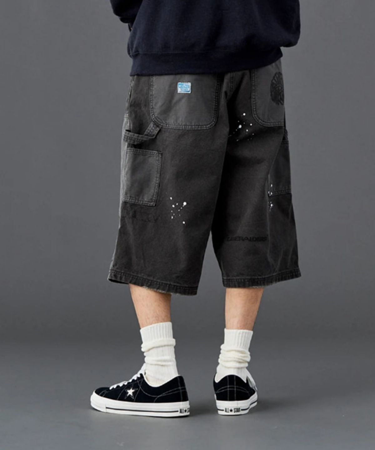 찬스클로딩(CHANCE CLOTHING) HANDWRITING CANVAS WORK SHORTS - BLACK