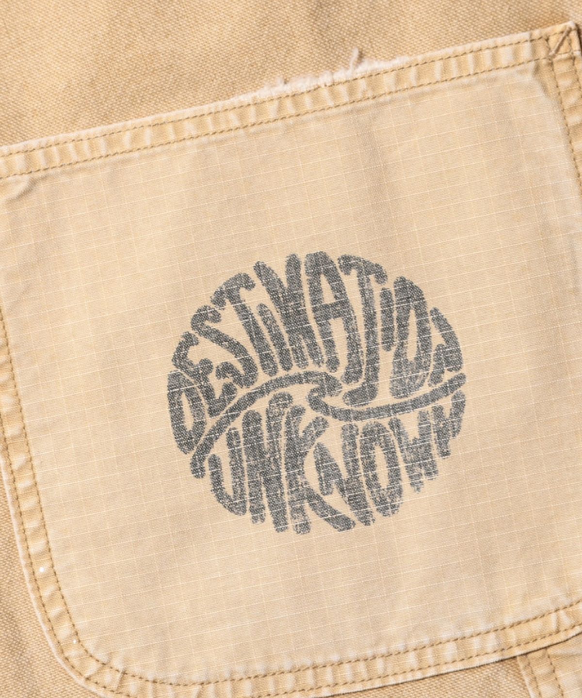 찬스클로딩(CHANCE CLOTHING) HANDWRITING CANVAS WORK SHORTS - BEIGE