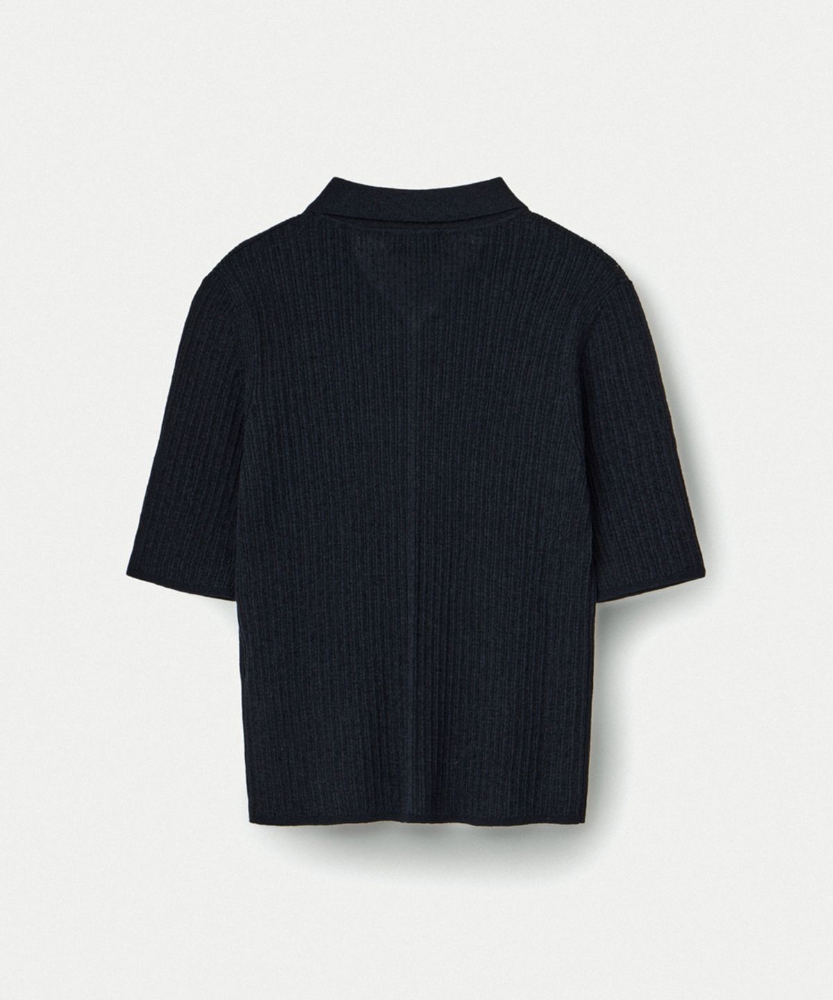 우마뭉(UMARMUNG) Linen Cotton Ribbed Collared Pullover_Midnight