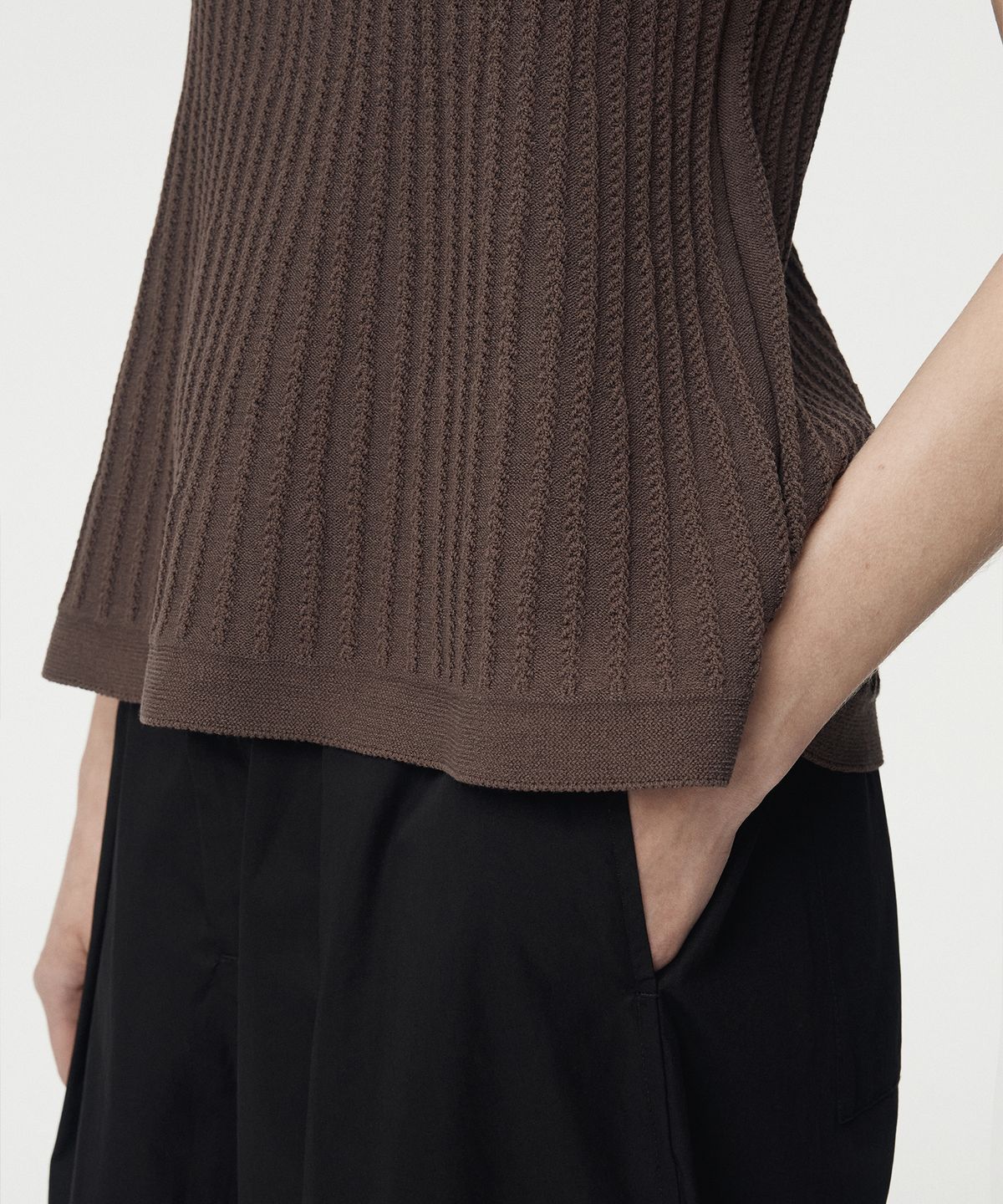 우마뭉(UMARMUNG) Cotton Crochet Trapeze Top_Brown