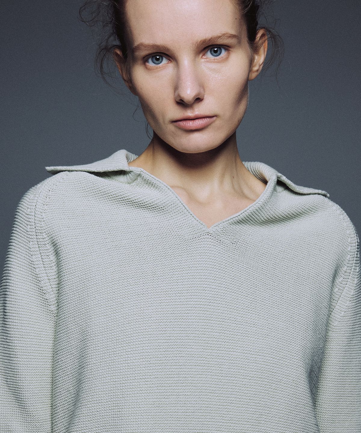 우마뭉(UMARMUNG) Pure Cotton Half Sleeve Collared Pullover_Mint