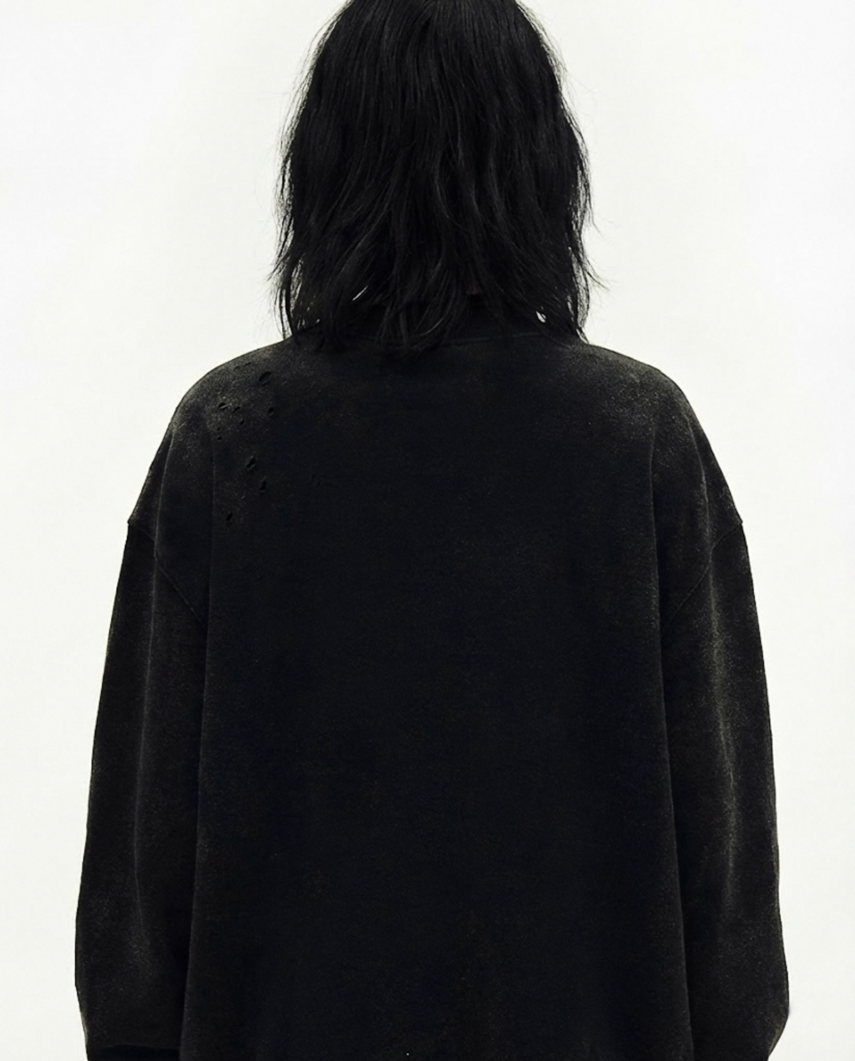 요키토키(YOKI TOKI) DISTRESSED CUT OFF HIGH NECK ZIP UP [Black]