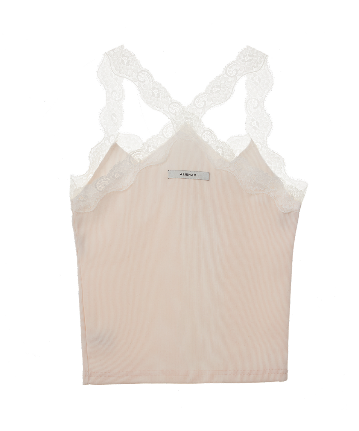 알리에나(ALIENAR) scalloped lace halter top sleeveless (PK)