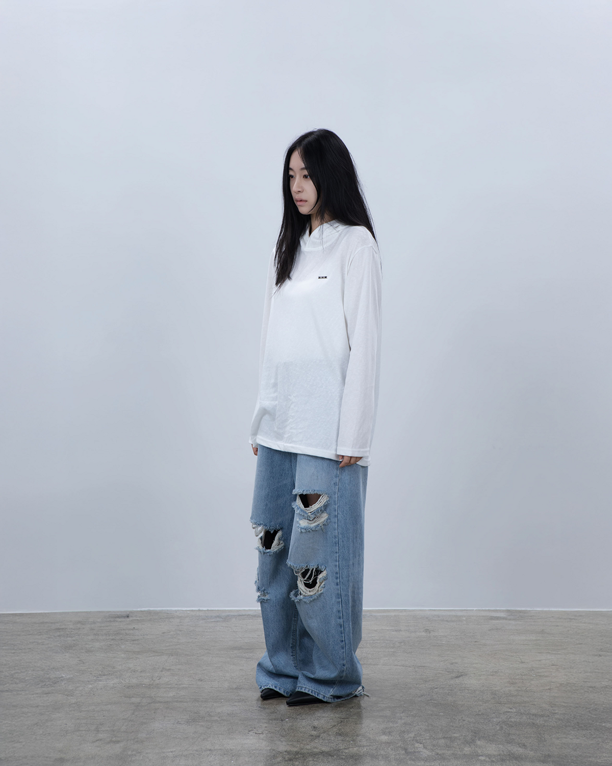 요키토키(YOKI TOKI) FLUID SHEER HOODIE [White]