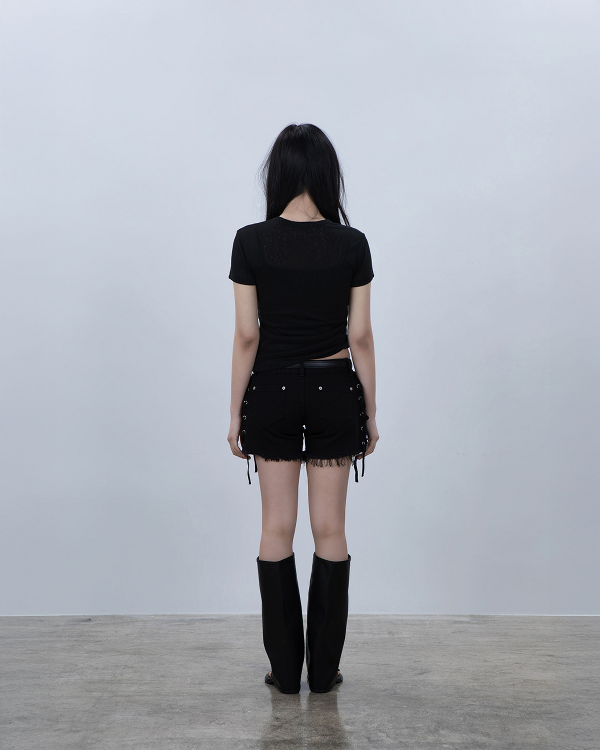 요키토키(YOKI TOKI) SIDE SHIRRING DRAPE TOP [Black]