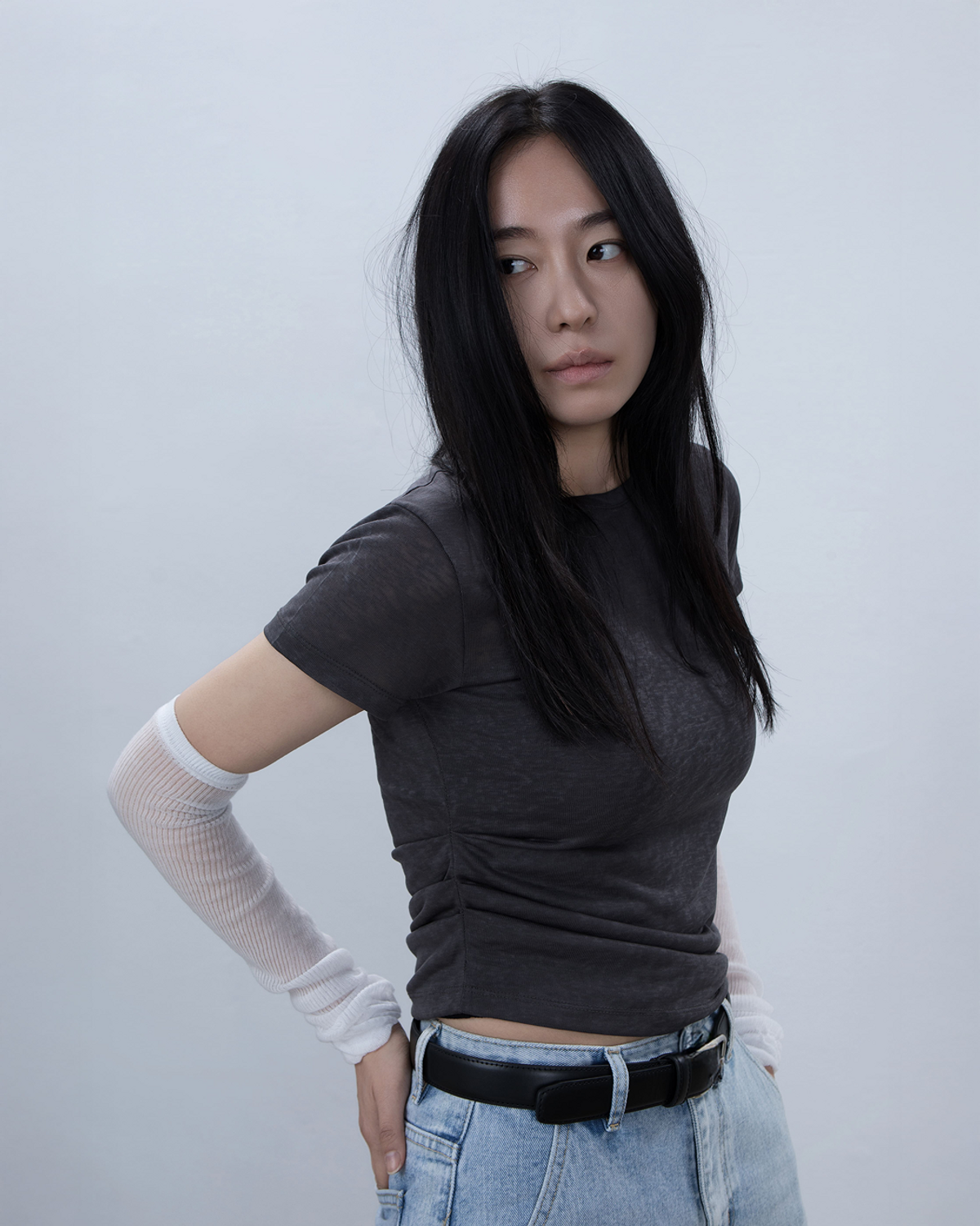 요키토키(YOKI TOKI) SIDE SHIRRING DRAPE TOP [Charcoal]