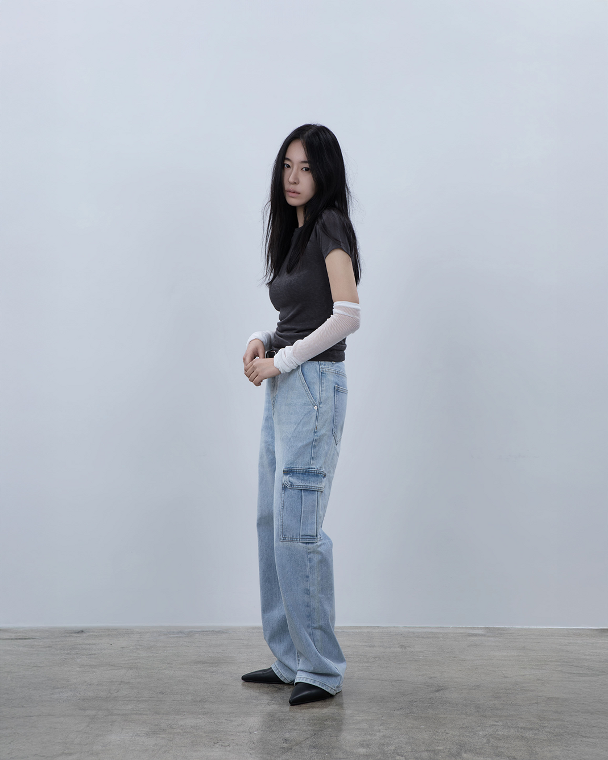요키토키(YOKI TOKI) SIDE SHIRRING DRAPE TOP [Charcoal]