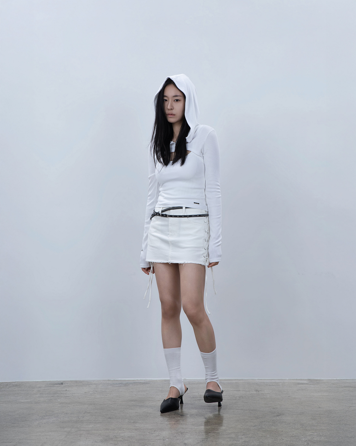 요키토키(YOKI TOKI) HOODED BOLERO & RIBBED CAMI TOP SET [White]