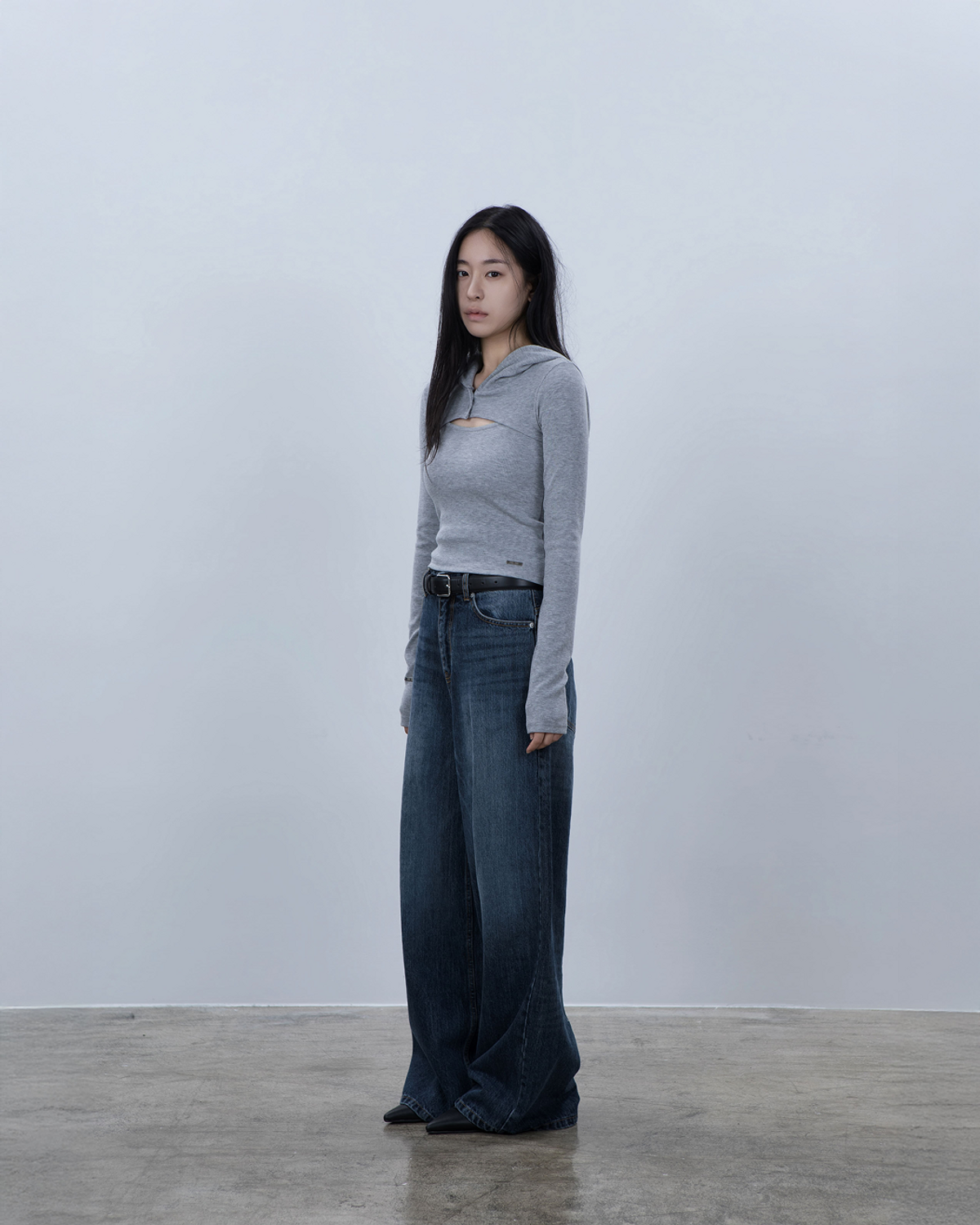 요키토키(YOKI TOKI) HOODED BOLERO & RIBBED CAMI TOP SET [Grey]