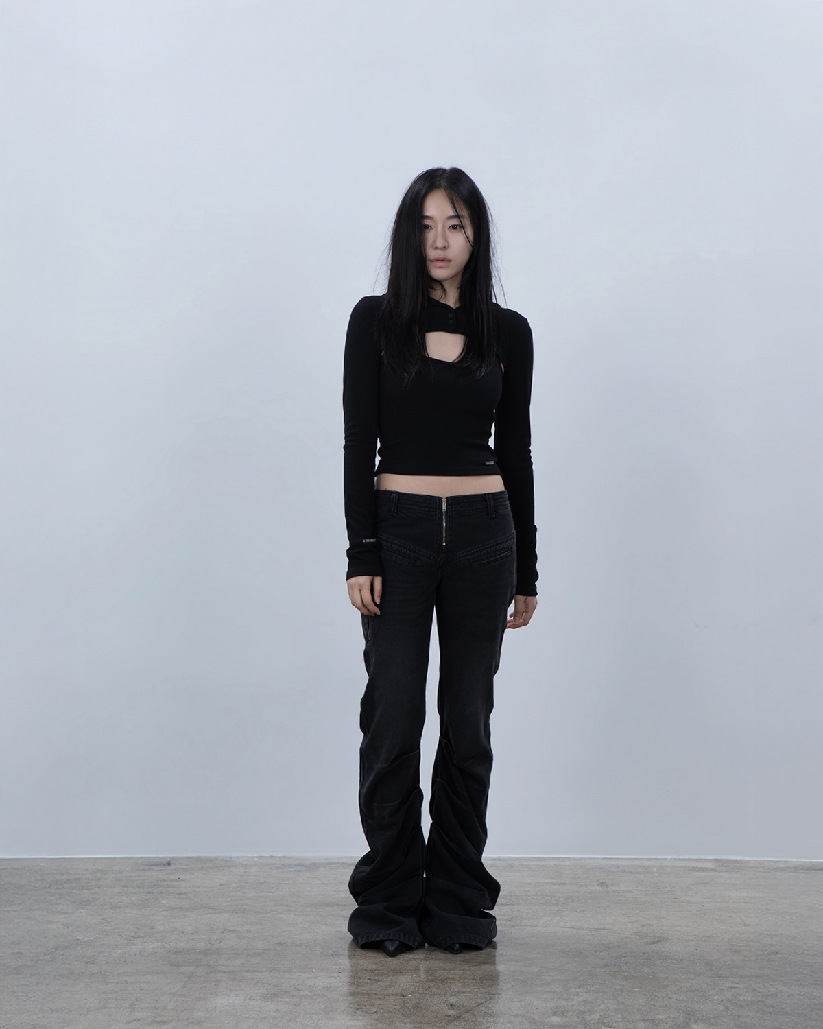 요키토키(YOKI TOKI) HOODED BOLERO & RIBBED CAMI TOP SET [Black]