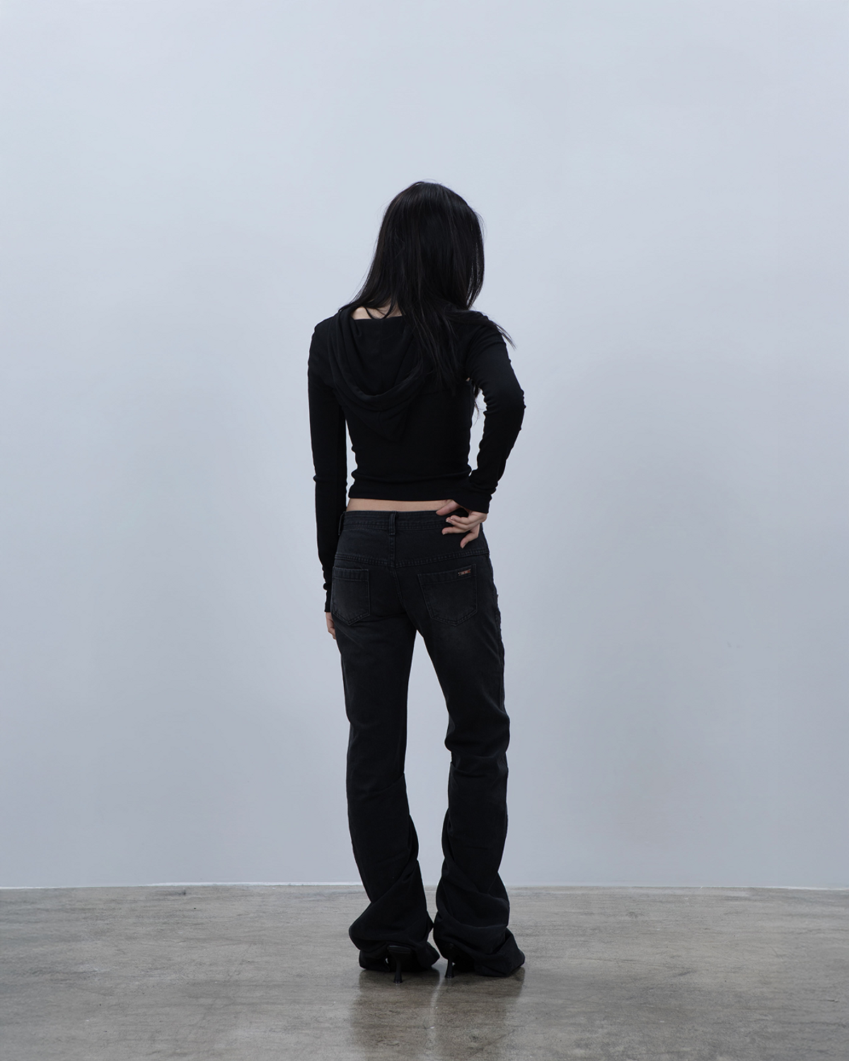 요키토키(YOKI TOKI) HOODED BOLERO & RIBBED CAMI TOP SET [Black]