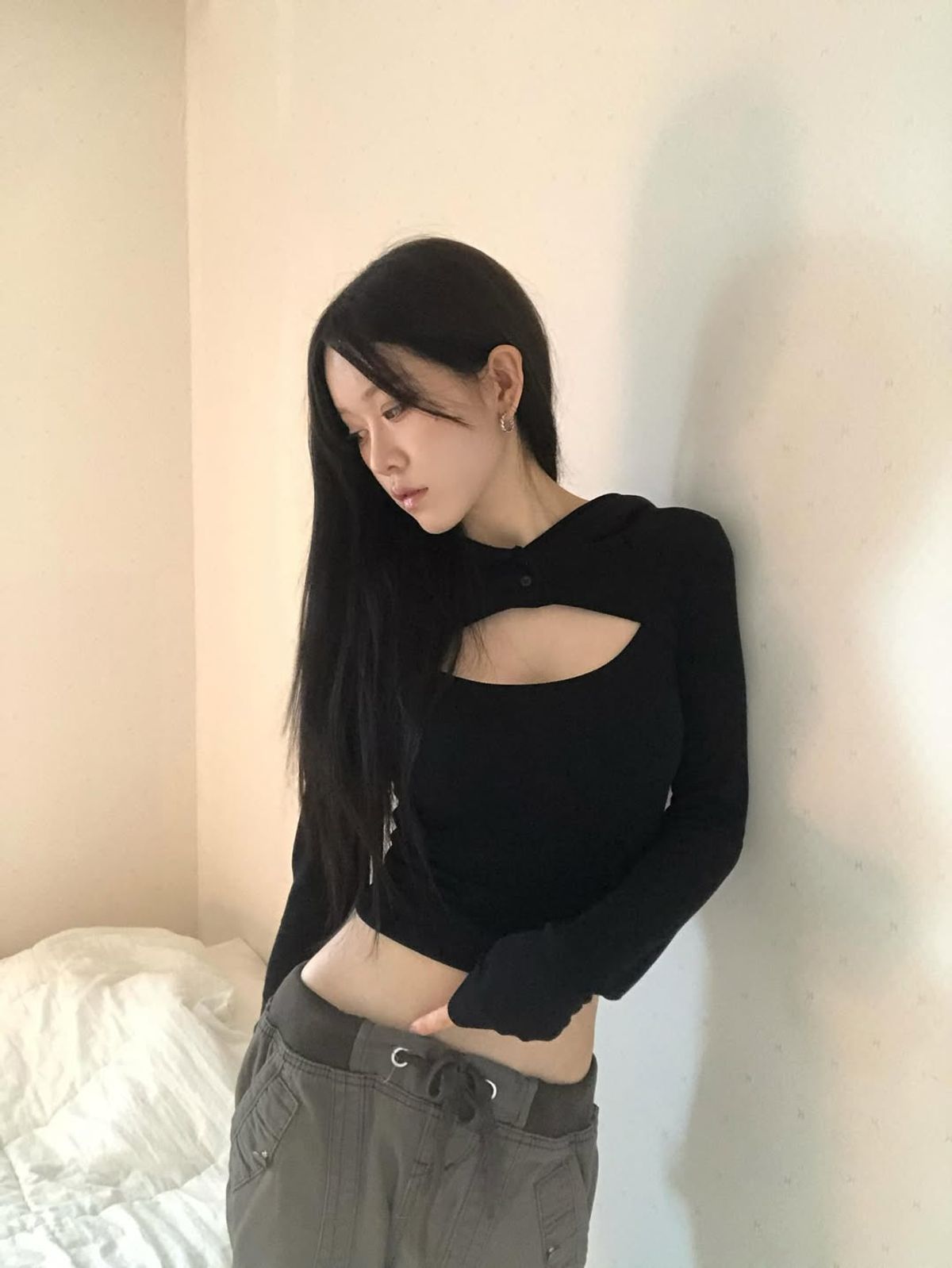 요키토키(YOKI TOKI) HOODED BOLERO & RIBBED CAMI TOP SET [Black]