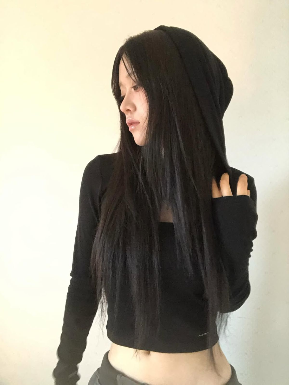 요키토키(YOKI TOKI) HOODED BOLERO & RIBBED CAMI TOP SET [Black]