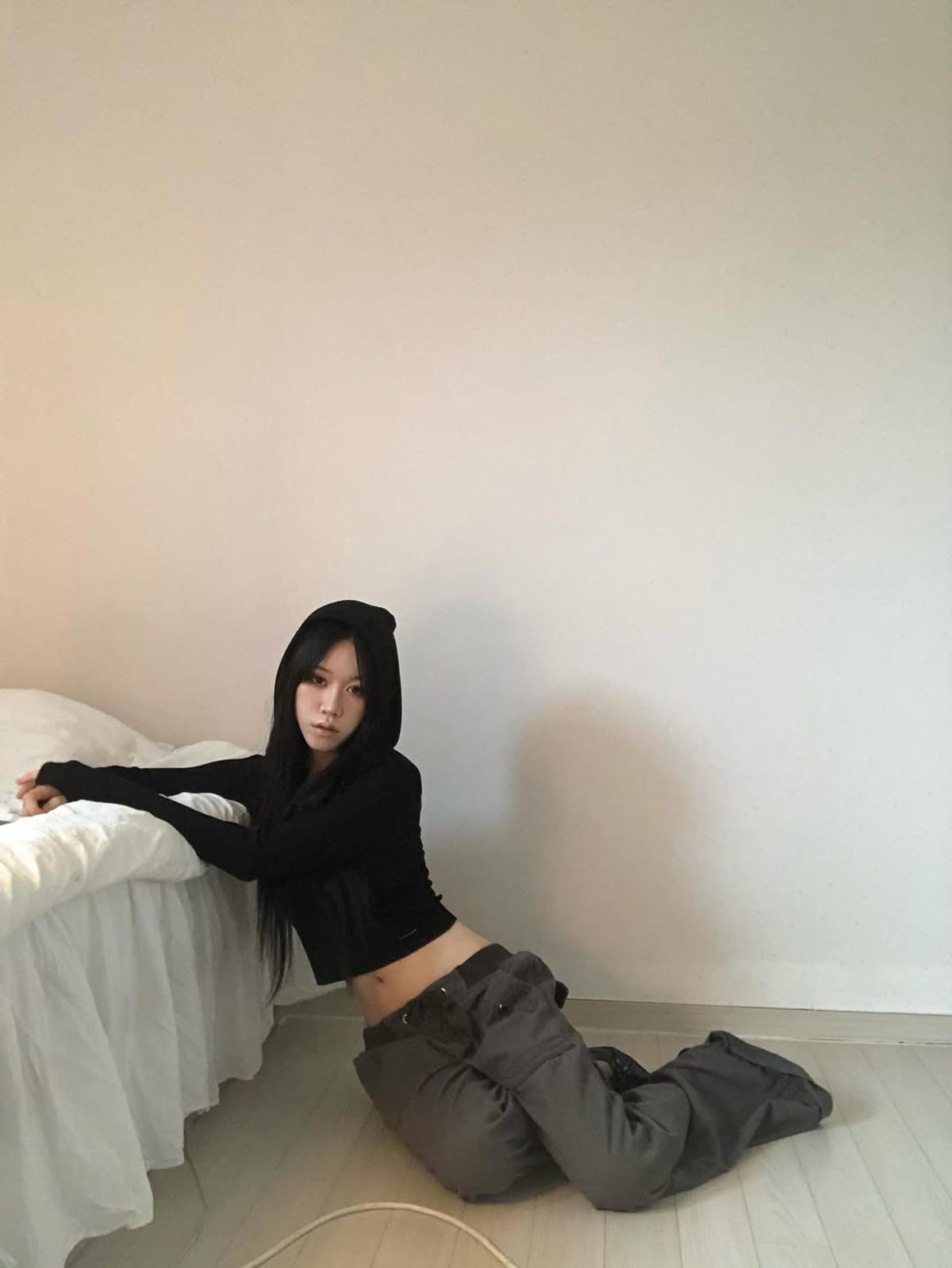 요키토키(YOKI TOKI) HOODED BOLERO & RIBBED CAMI TOP SET [Black]