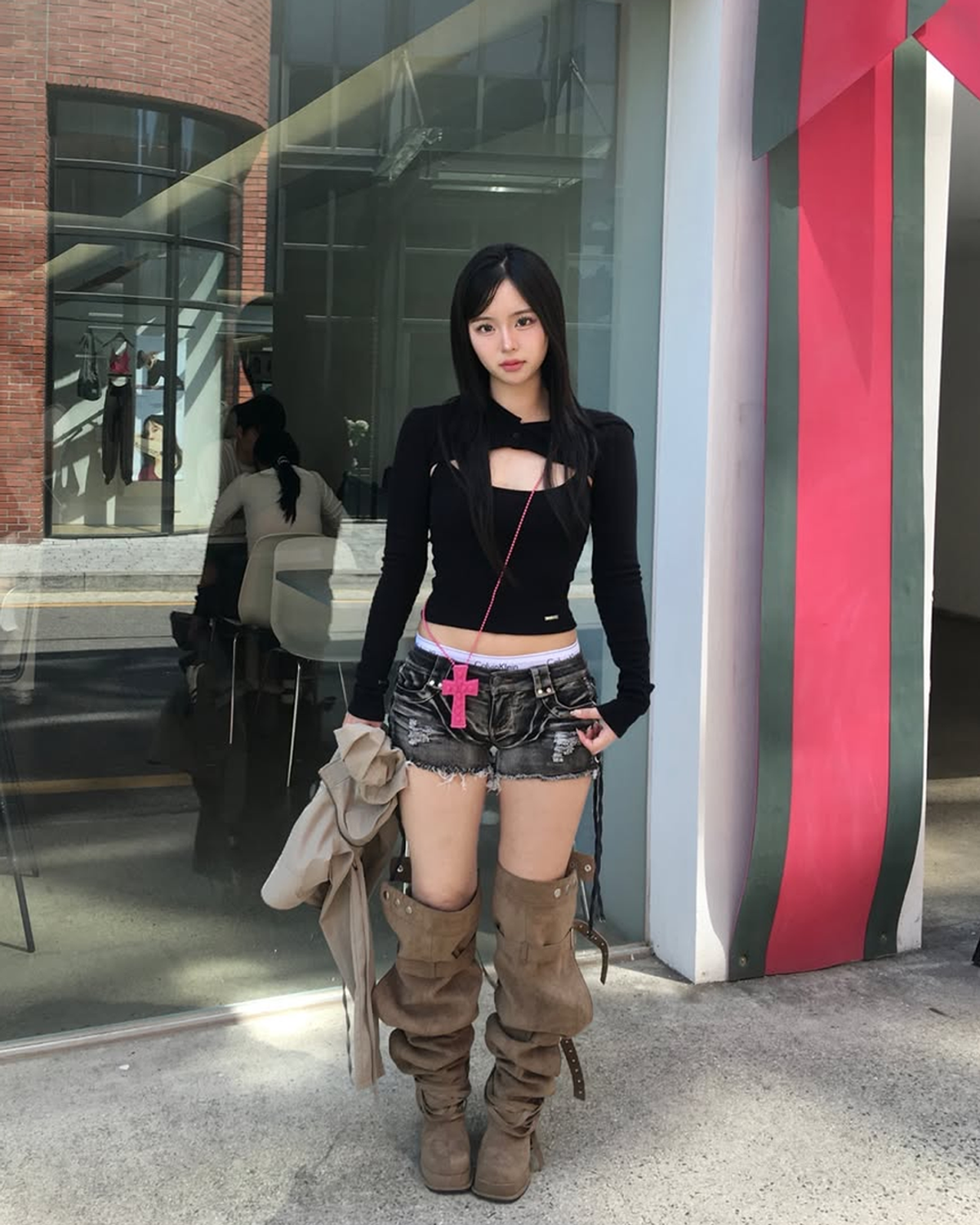 요키토키(YOKI TOKI) HOODED BOLERO & RIBBED CAMI TOP SET [Black]