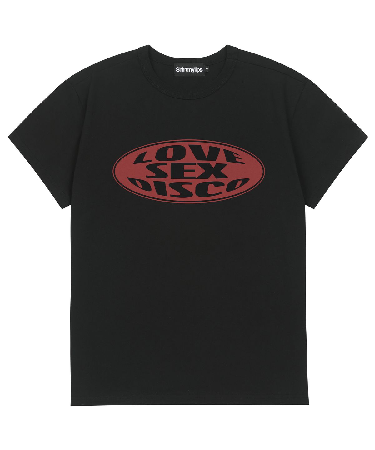 셔츠마이립스(SHIRTMYLIPS) 러브 사랑 디스코 락스타 크롭 티셔츠 블랙