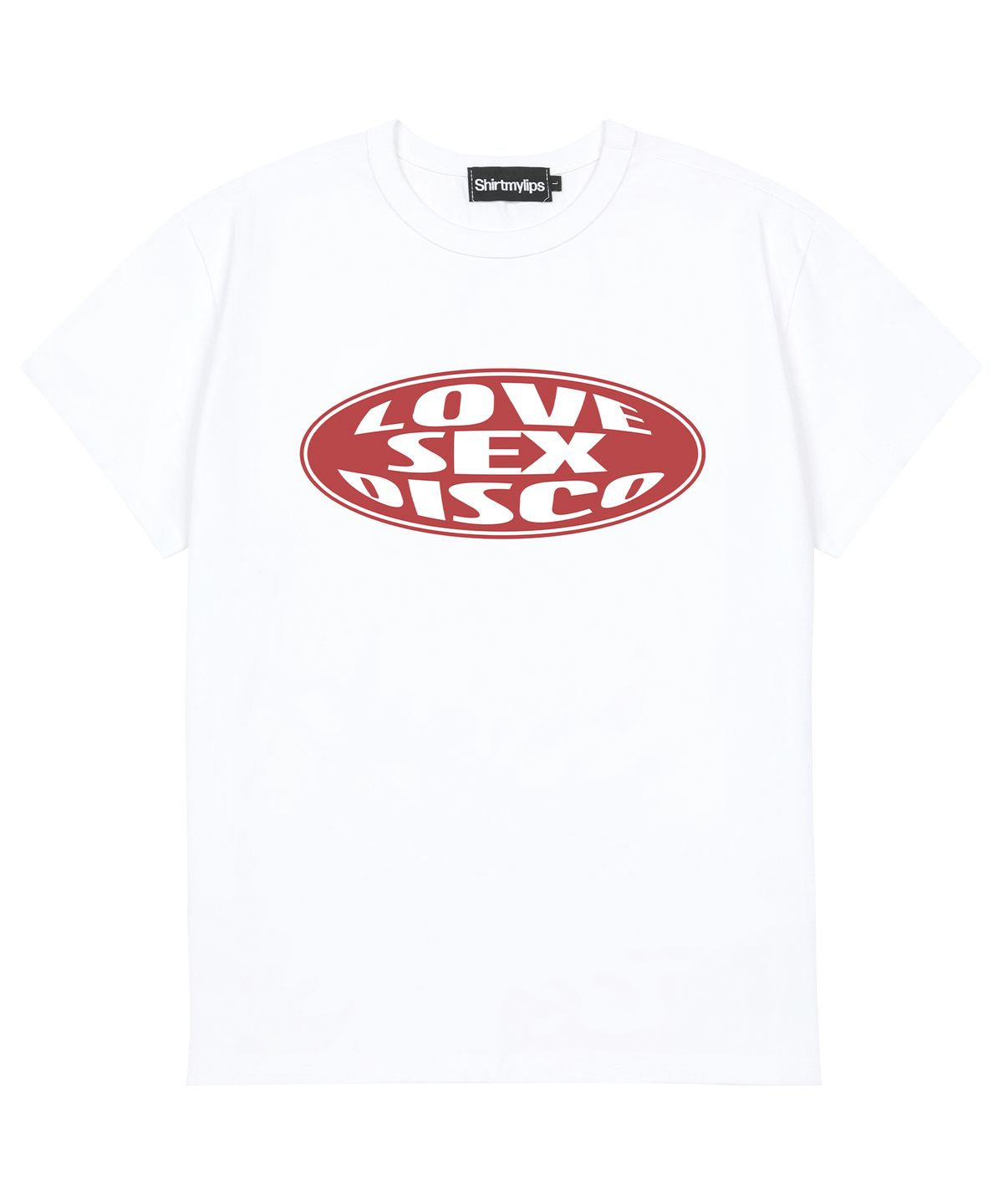 셔츠마이립스(SHIRTMYLIPS) 러브 사랑 디스코 락스타 크롭 티셔츠 화이트