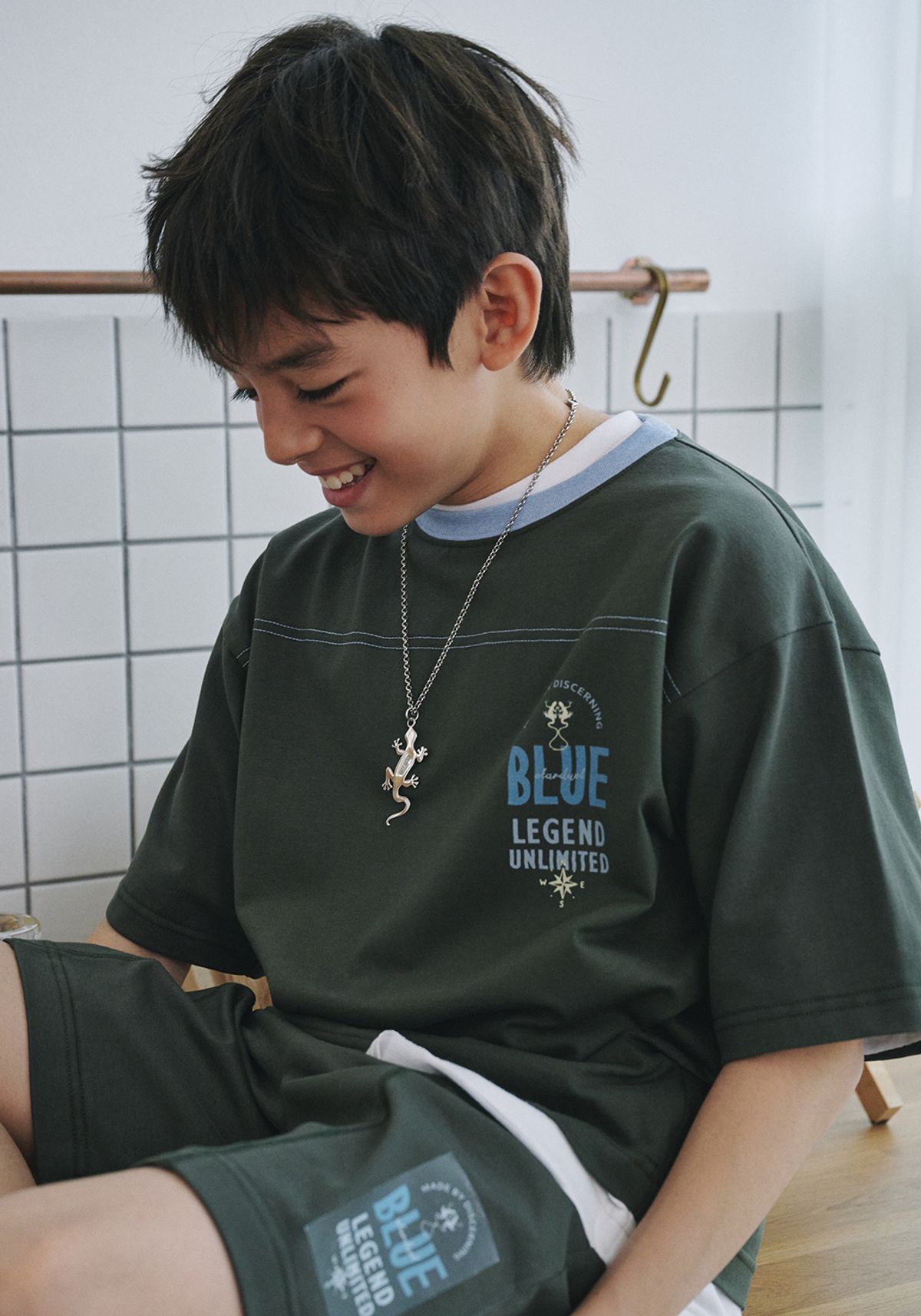 블루테일(BLUETAIL) AAB3TS03KK 카키 럭비 반팔 티셔츠