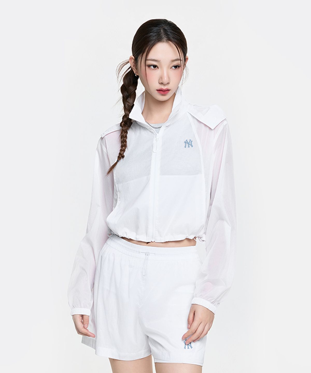엠엘비(MLB) 여성 스포티브 립스탑 초경량 시스루 바람막이 NY (White)
