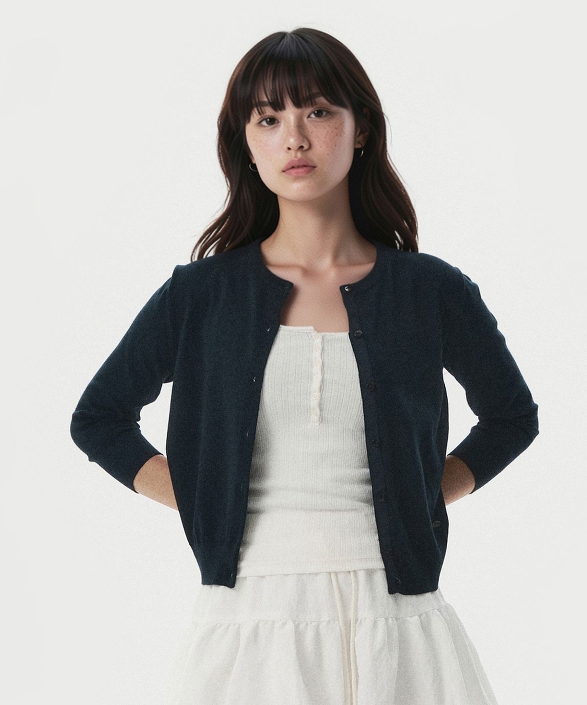 후아유(WHO.A.U) Three-quarter sleeve Cardigan / WHCKG2591F