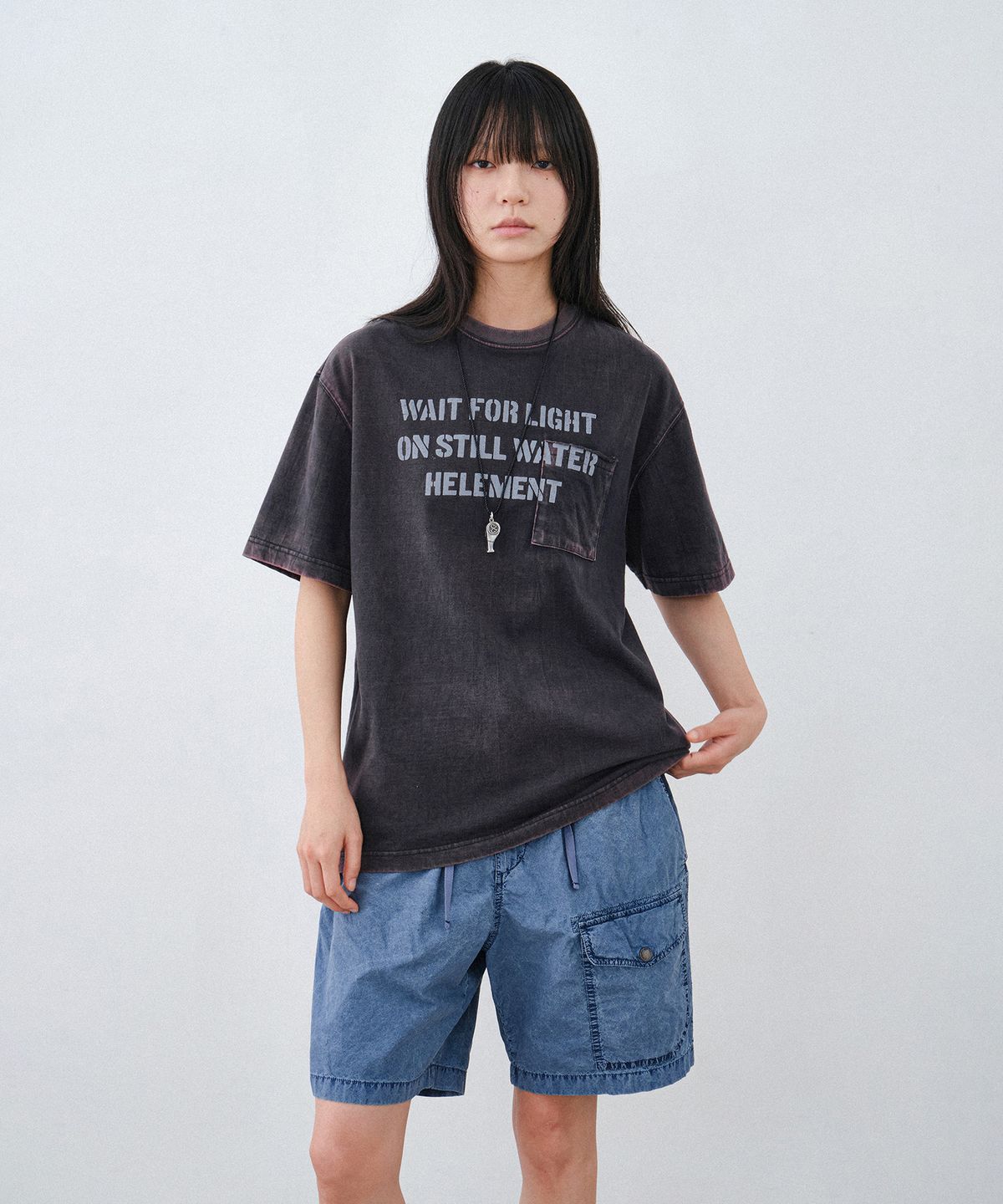 힐리먼트(HELEMENT) 포켓 피그먼트 숏팬츠 (BLUE GREY)
