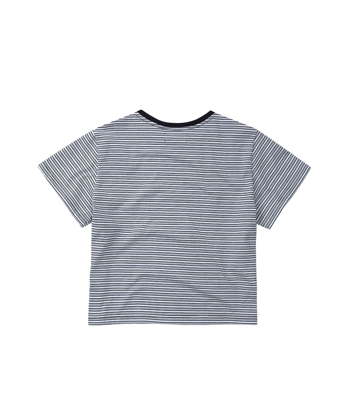 이이이알알알(EEERRR) Not everyone stripe set-up semi-crop T-shirt (Skyblue)